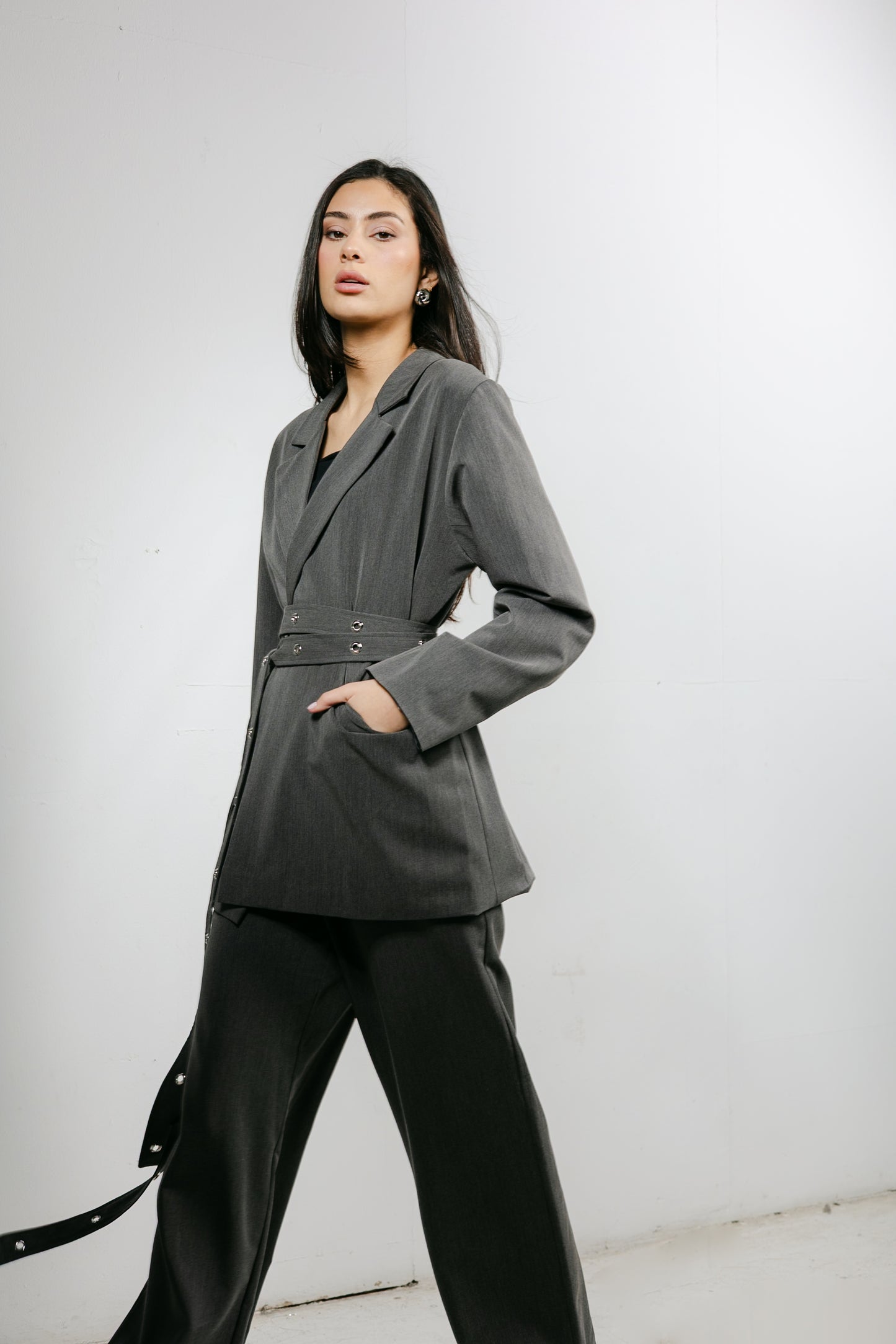 Silver Bells Blazer Set in Grey