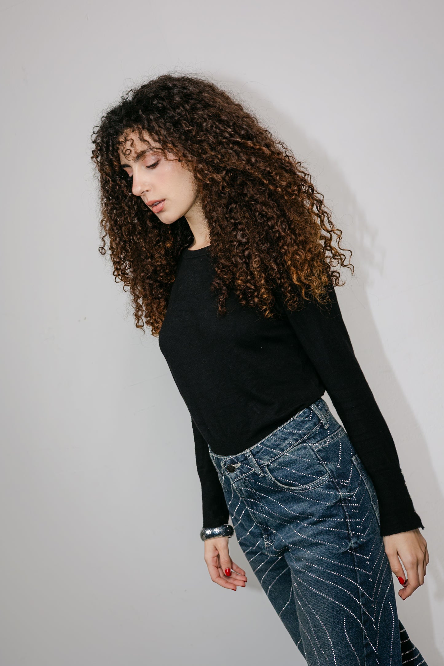 Glowy Waves Denim Pants in Blue
