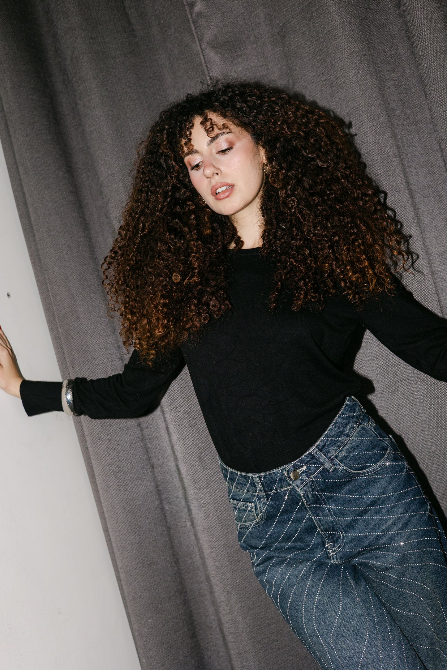 Glowy Waves Denim Pants in Blue