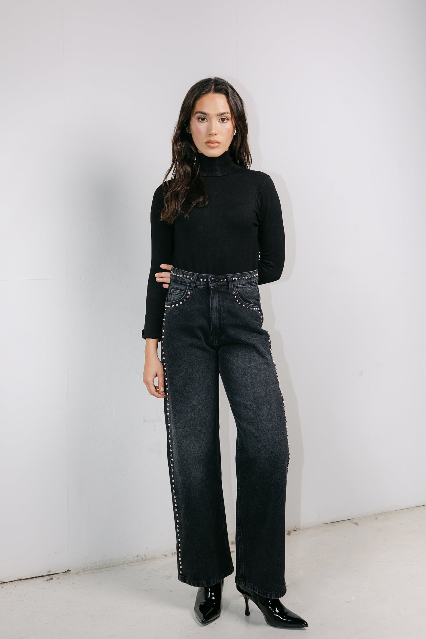 Silver Lining Denim Pants in Black