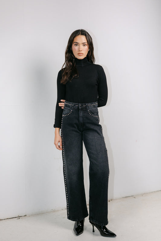 Silver Lining Denim Pants in Black