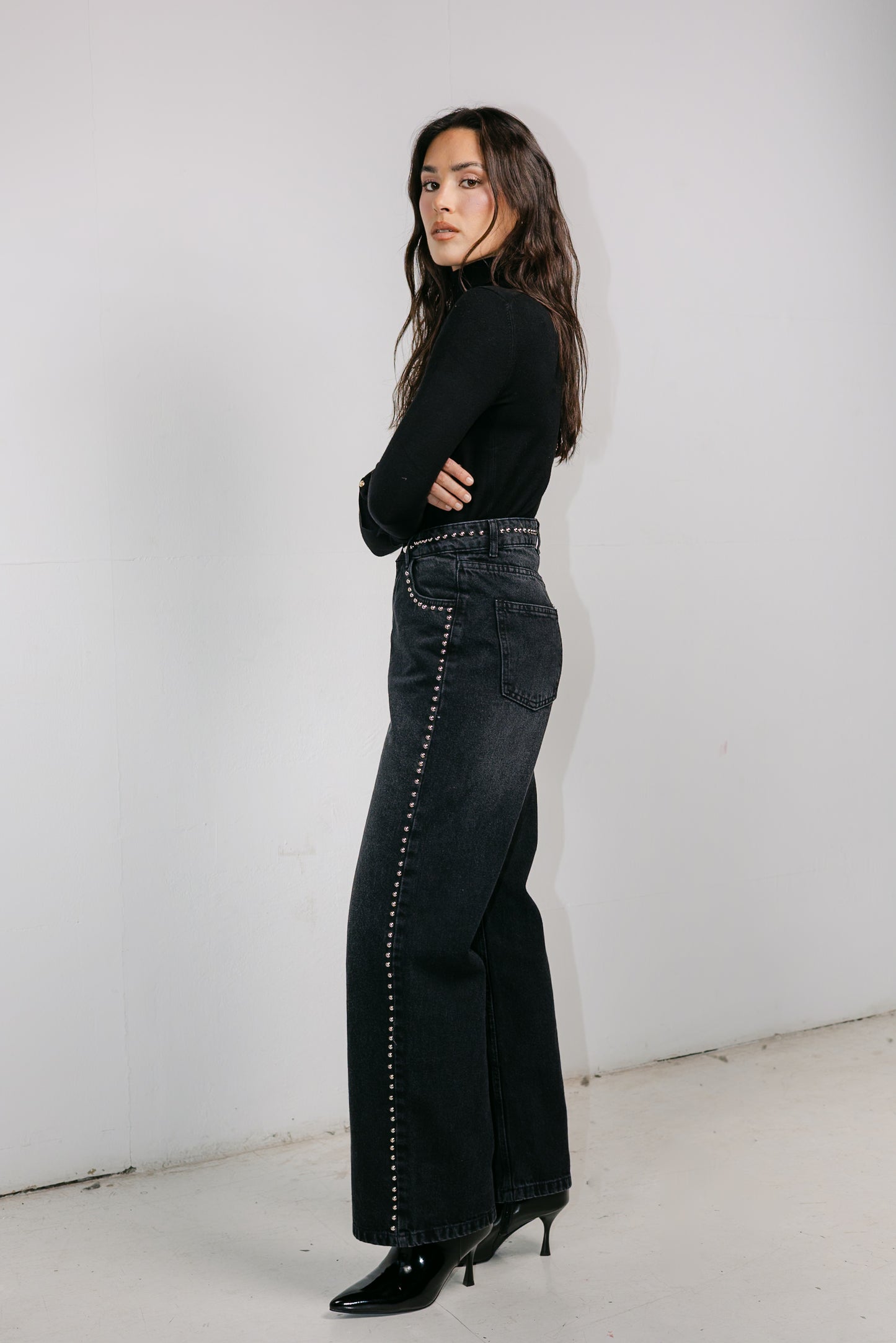 Silver Lining Denim Pants in Black