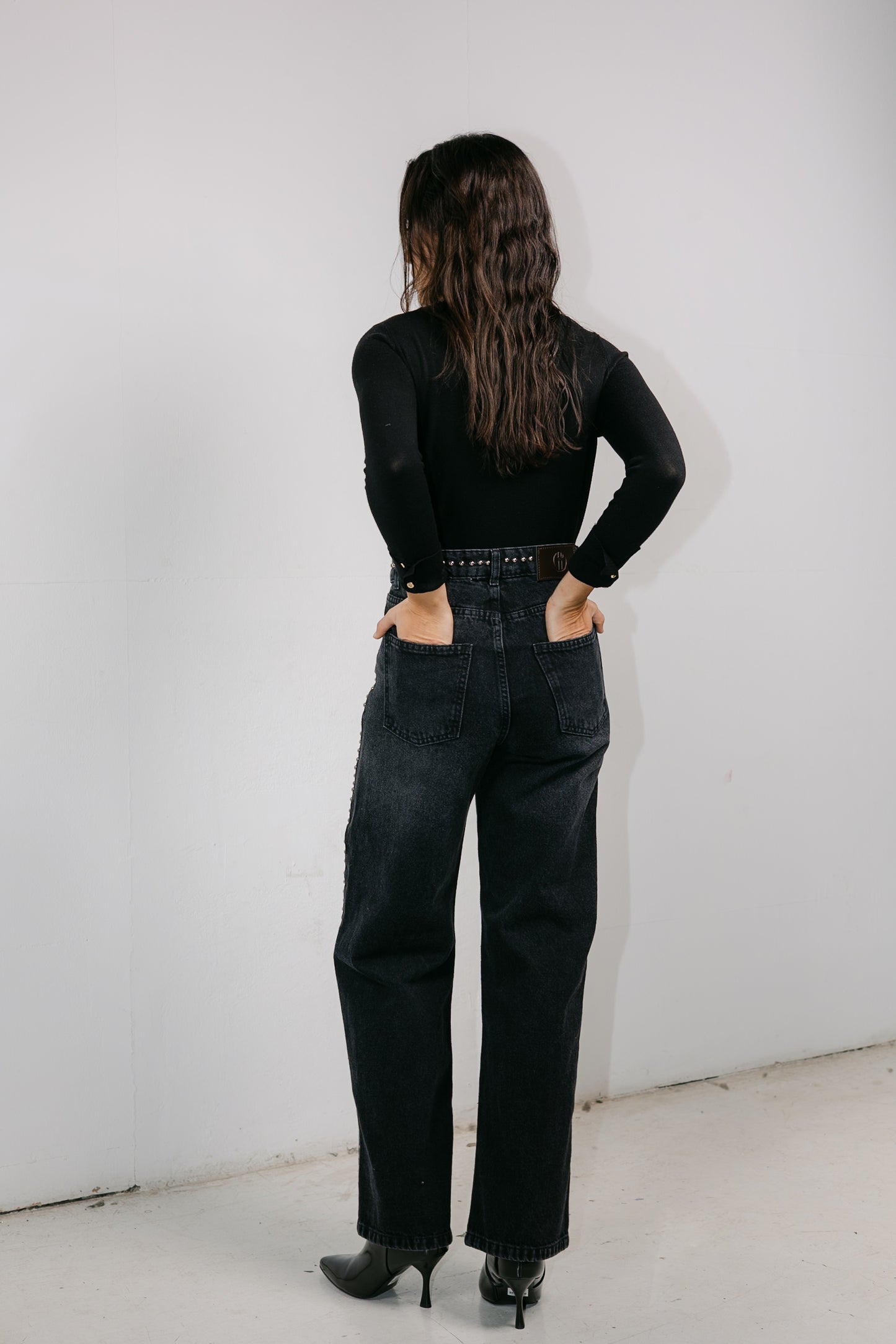 Silver Lining Denim Pants in Black