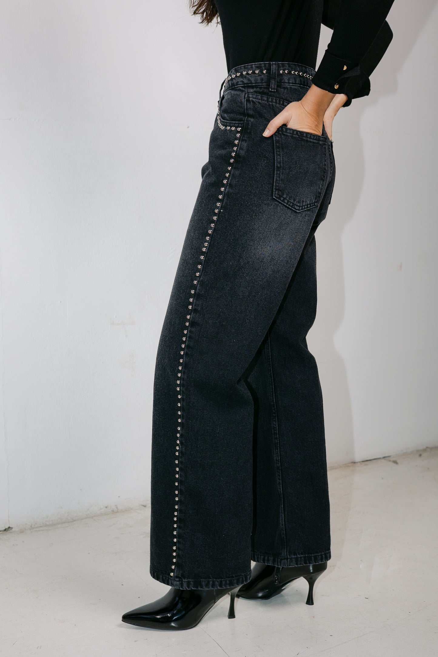 Silver Lining Denim Pants in Black