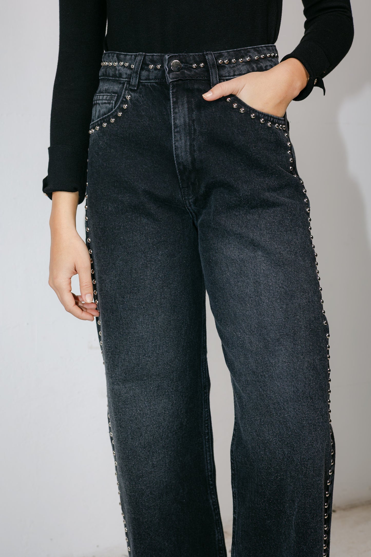 Silver Lining Denim Pants in Black