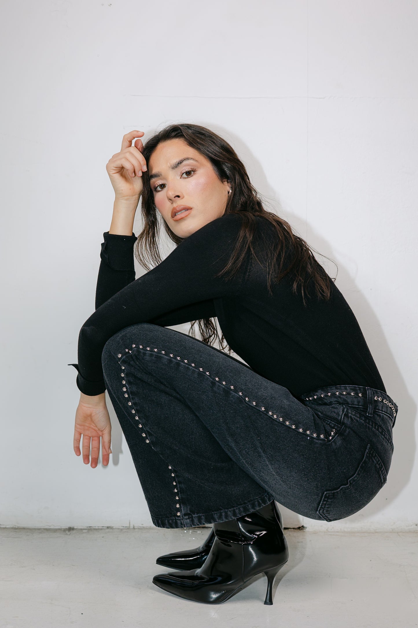 Silver Lining Denim Pants in Black