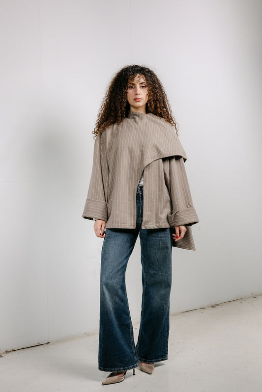 Sapphire Studded Jacket in Cafe