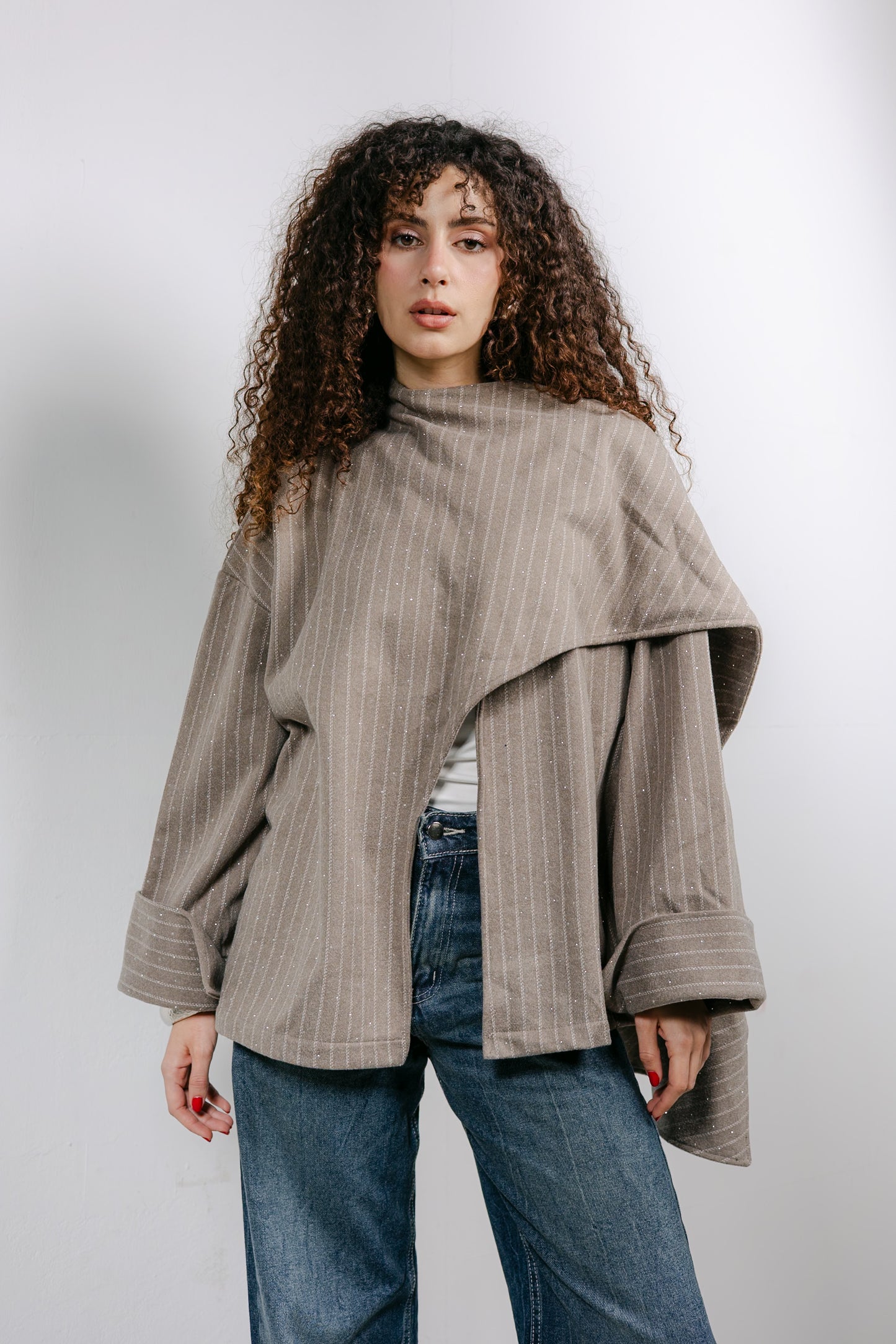 Sapphire Studded Jacket in Cafe