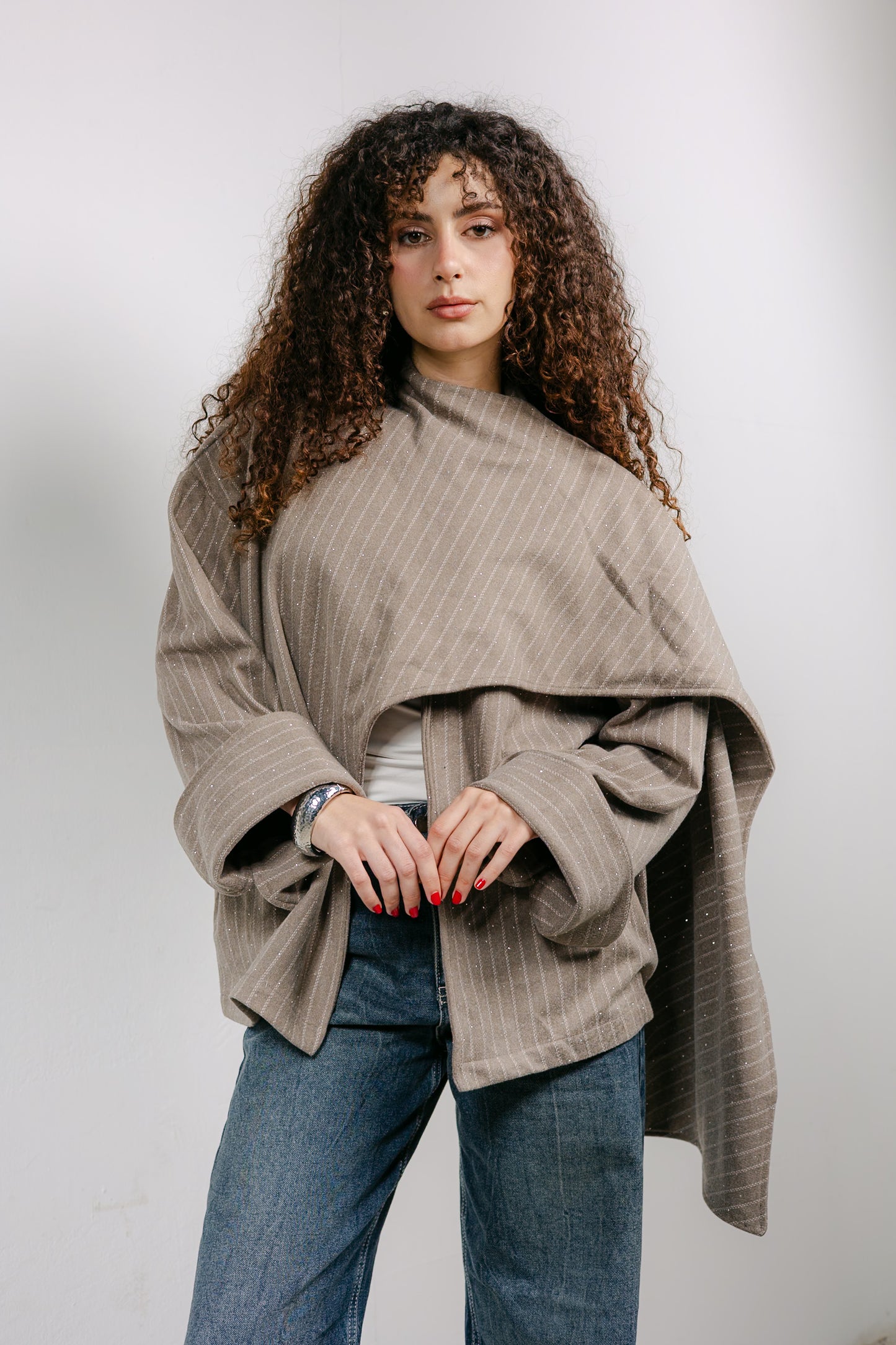 Sapphire Studded Jacket in Cafe