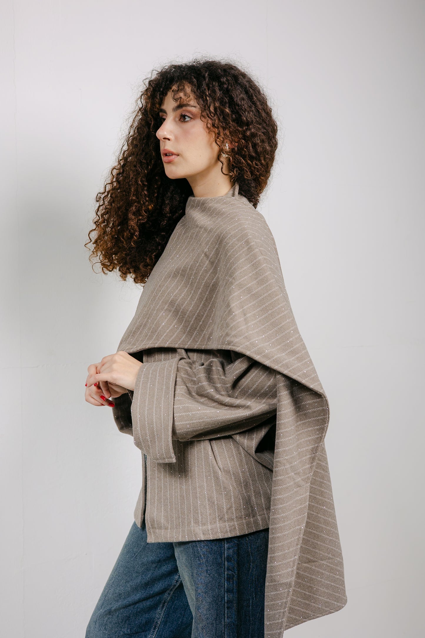 Sapphire Studded Jacket in Cafe