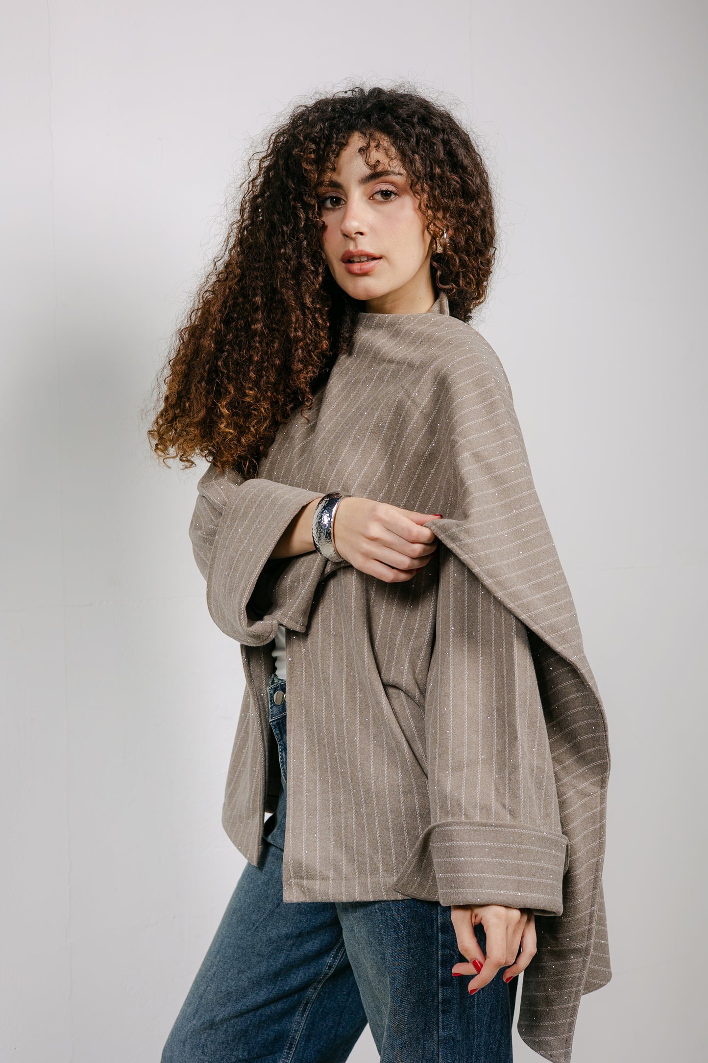 Sapphire Studded Jacket in Cafe