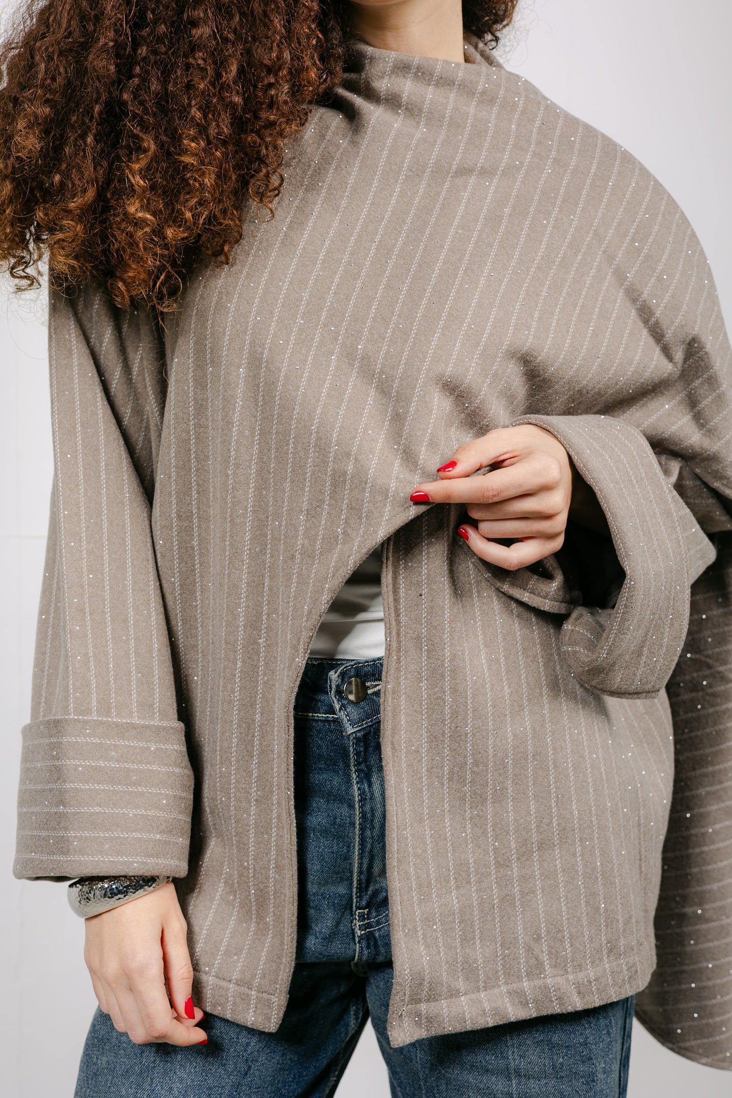 Sapphire Studded Jacket in Cafe