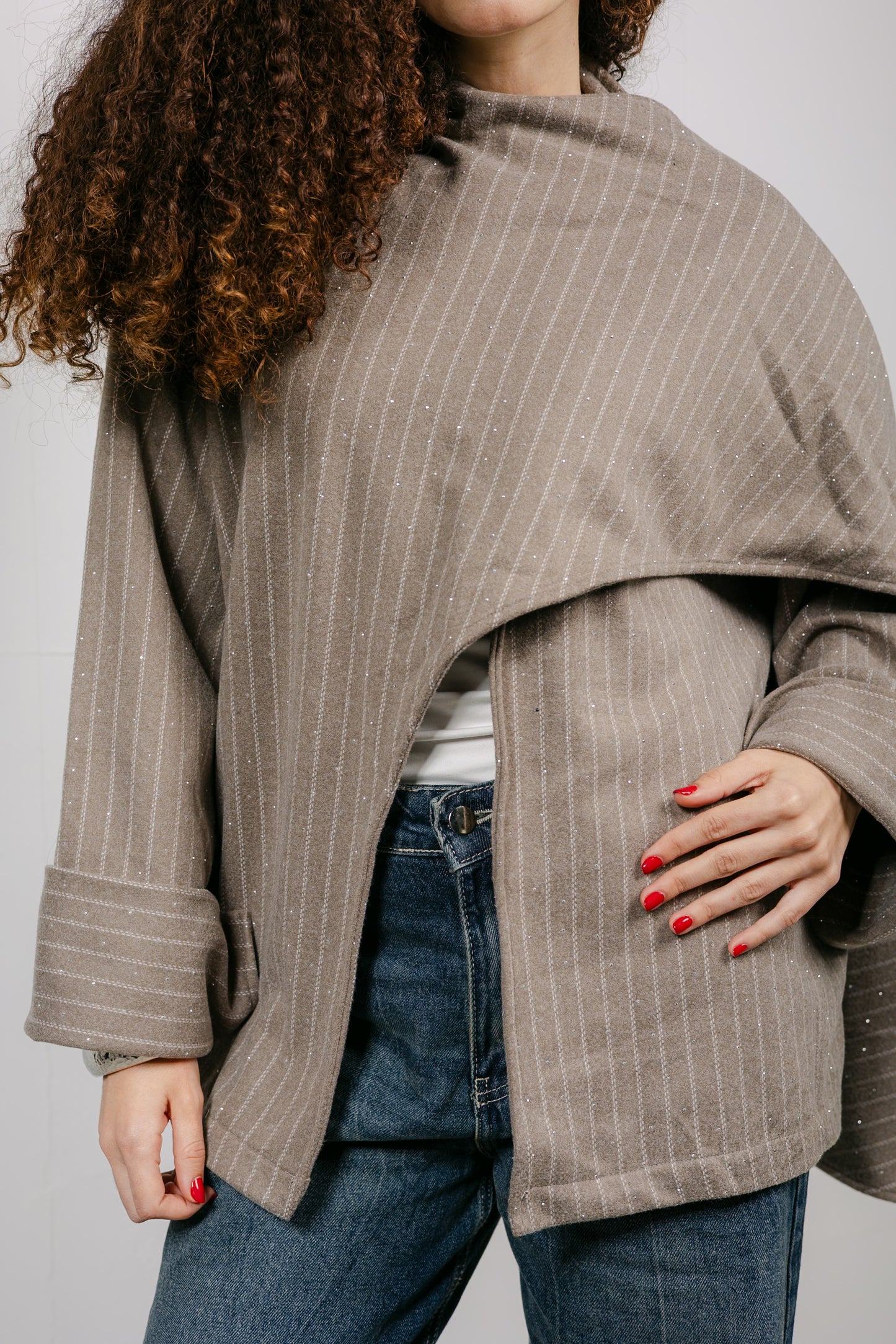 Sapphire Studded Jacket in Cafe