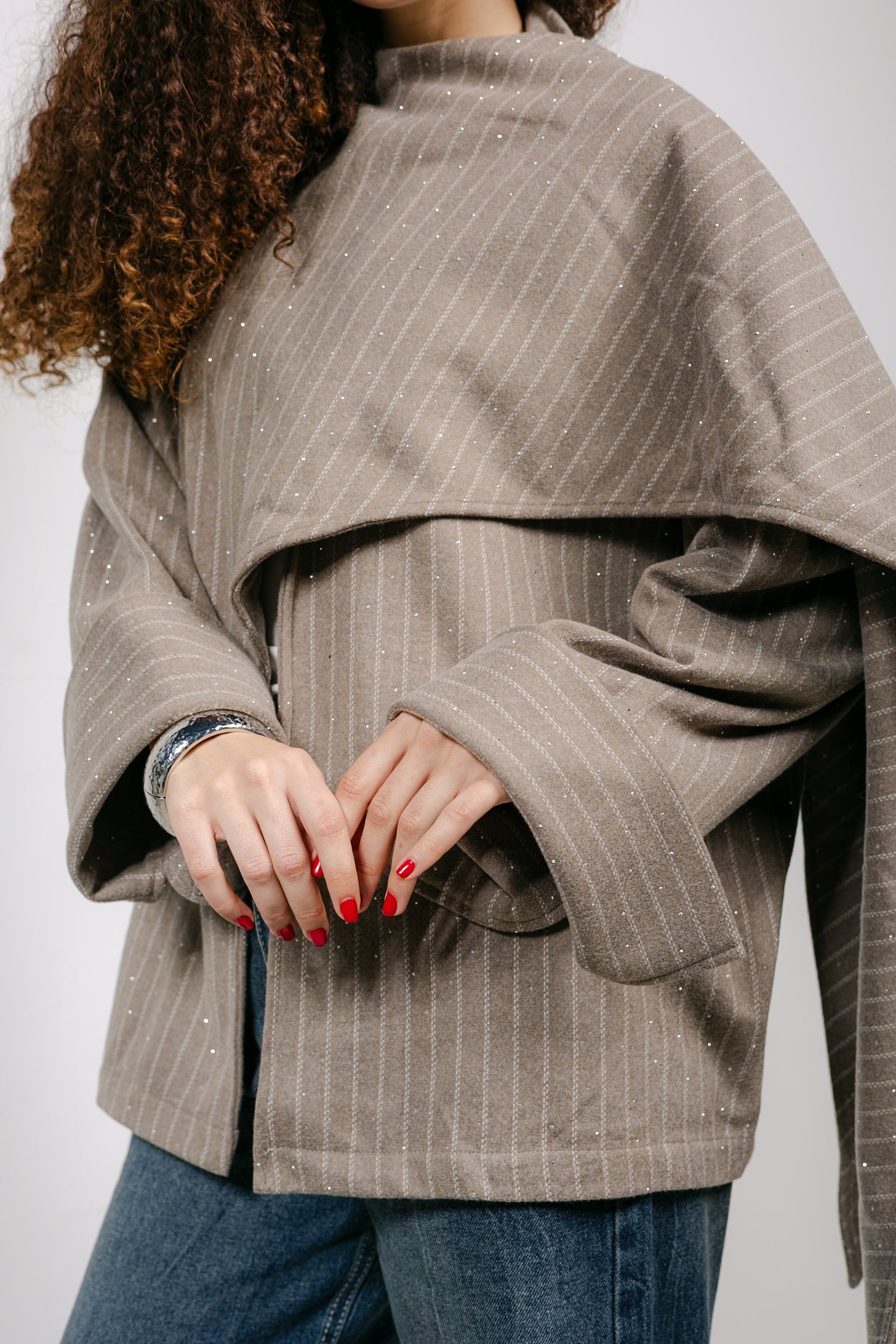 Sapphire Studded Jacket in Cafe