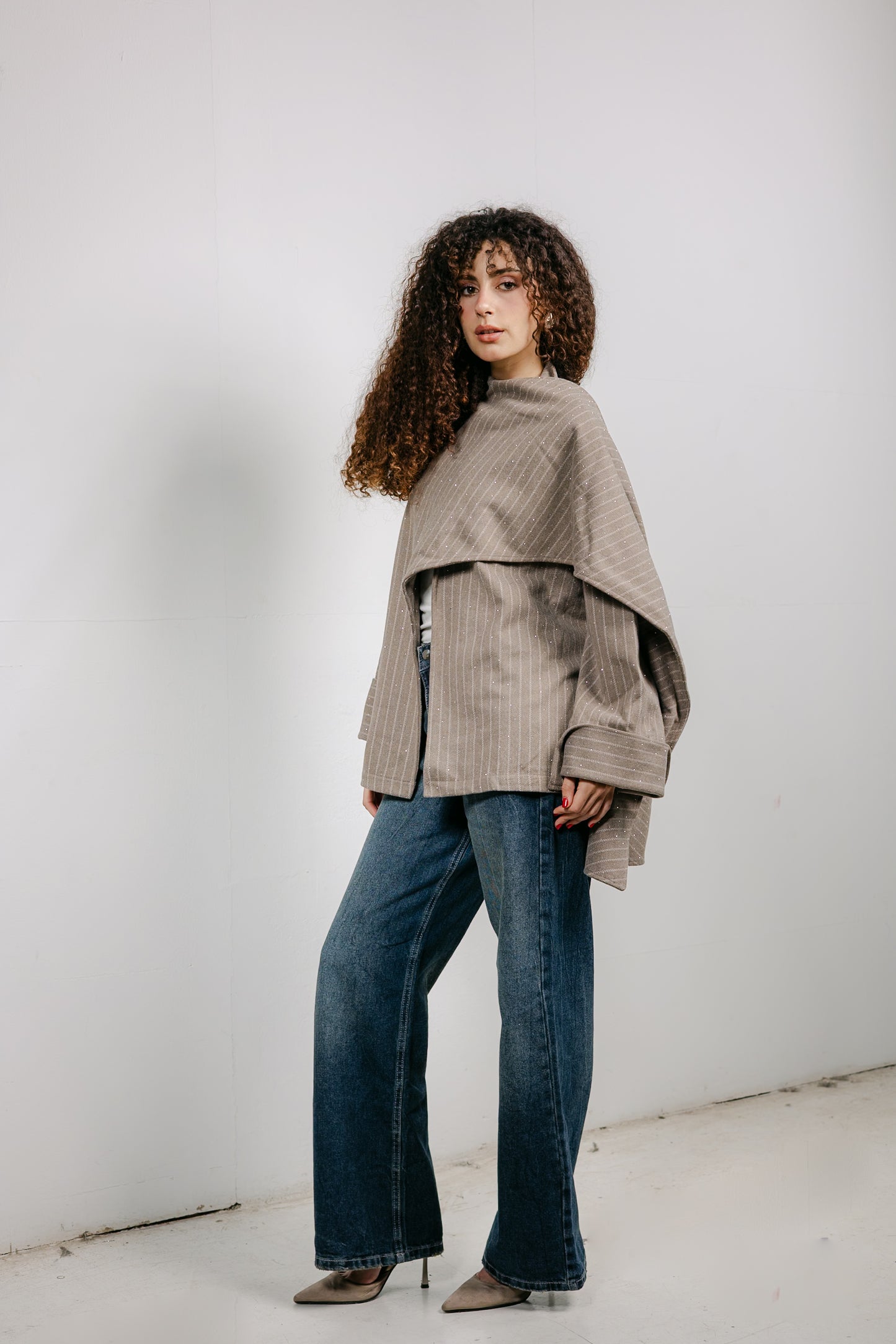 Sapphire Studded Jacket in Cafe