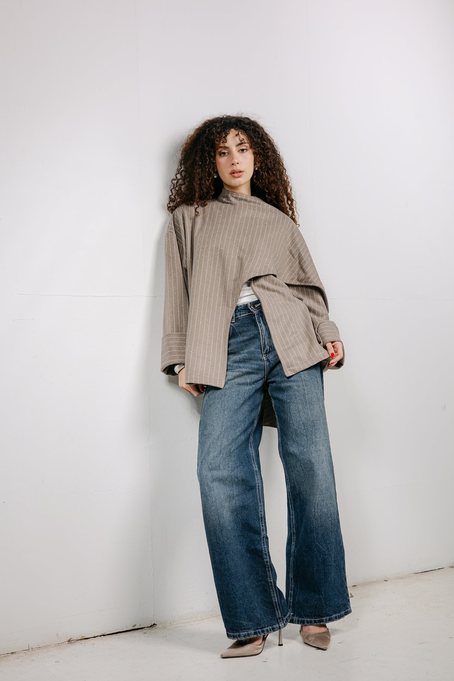 Sapphire Studded Jacket in Cafe