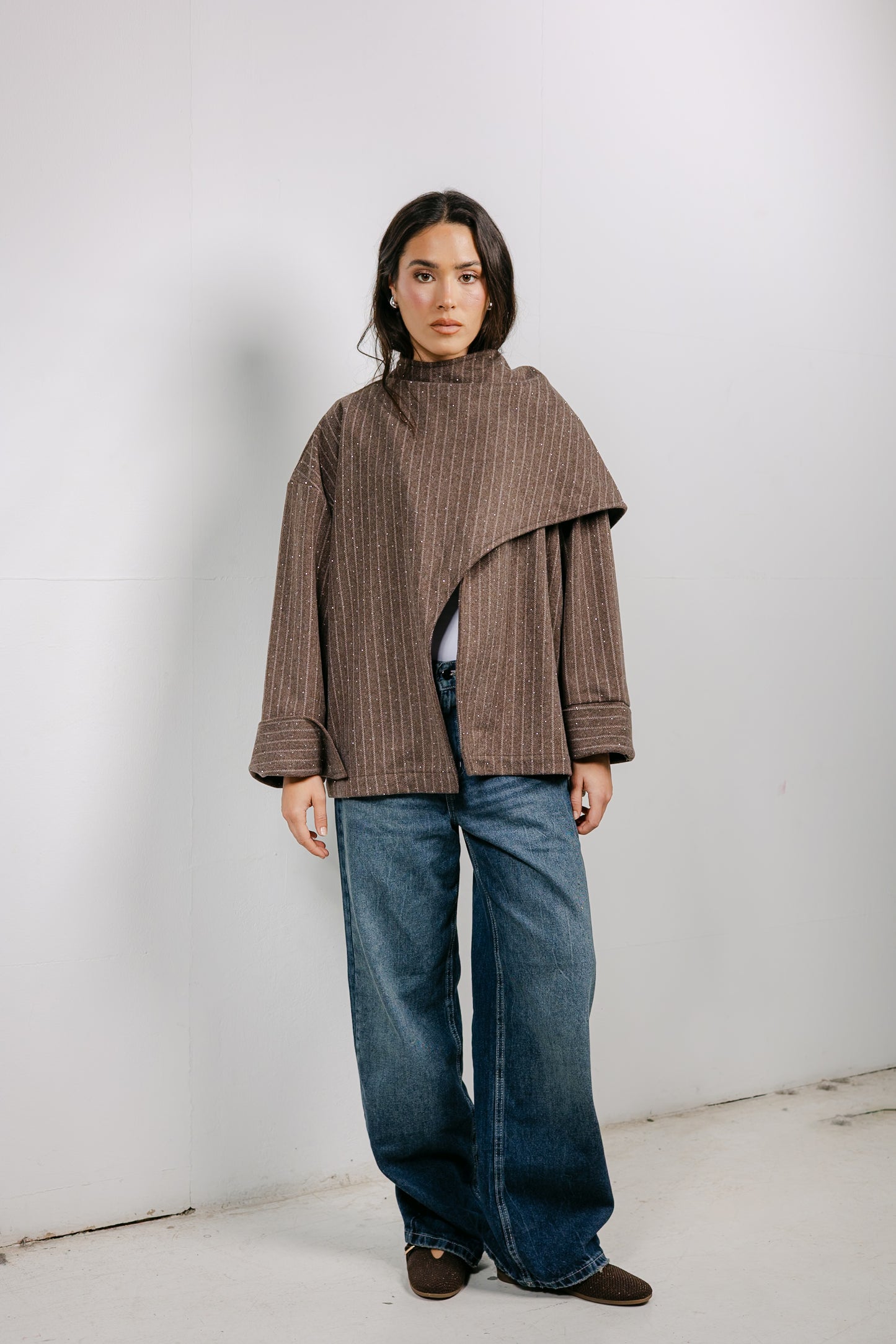 Sapphire Studded Jacket in Brown