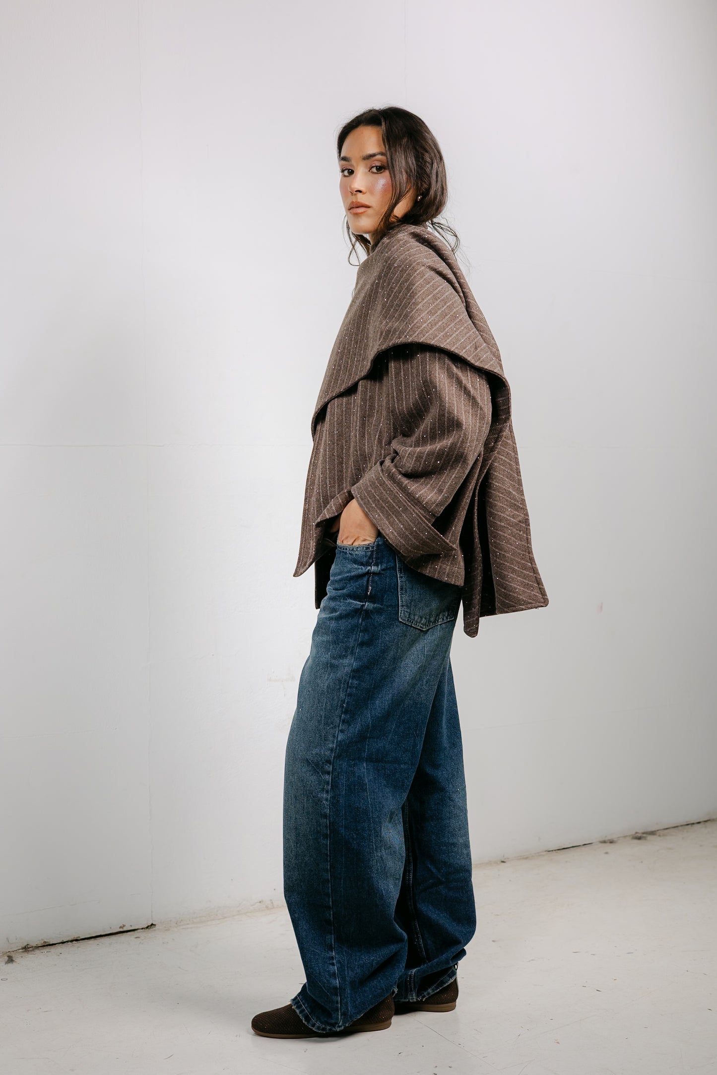 Sapphire Studded Jacket in Brown