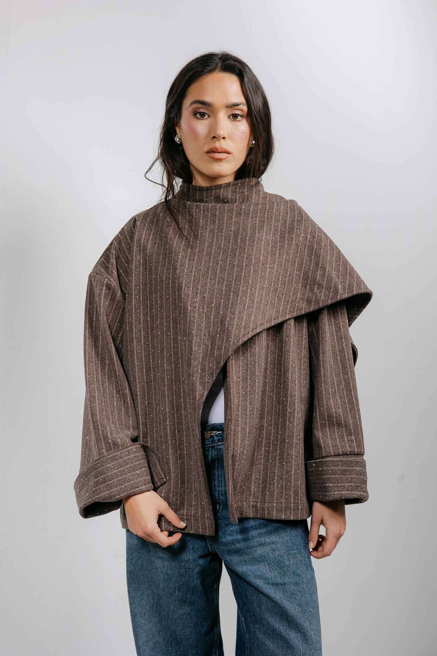 Sapphire Studded Jacket in Brown