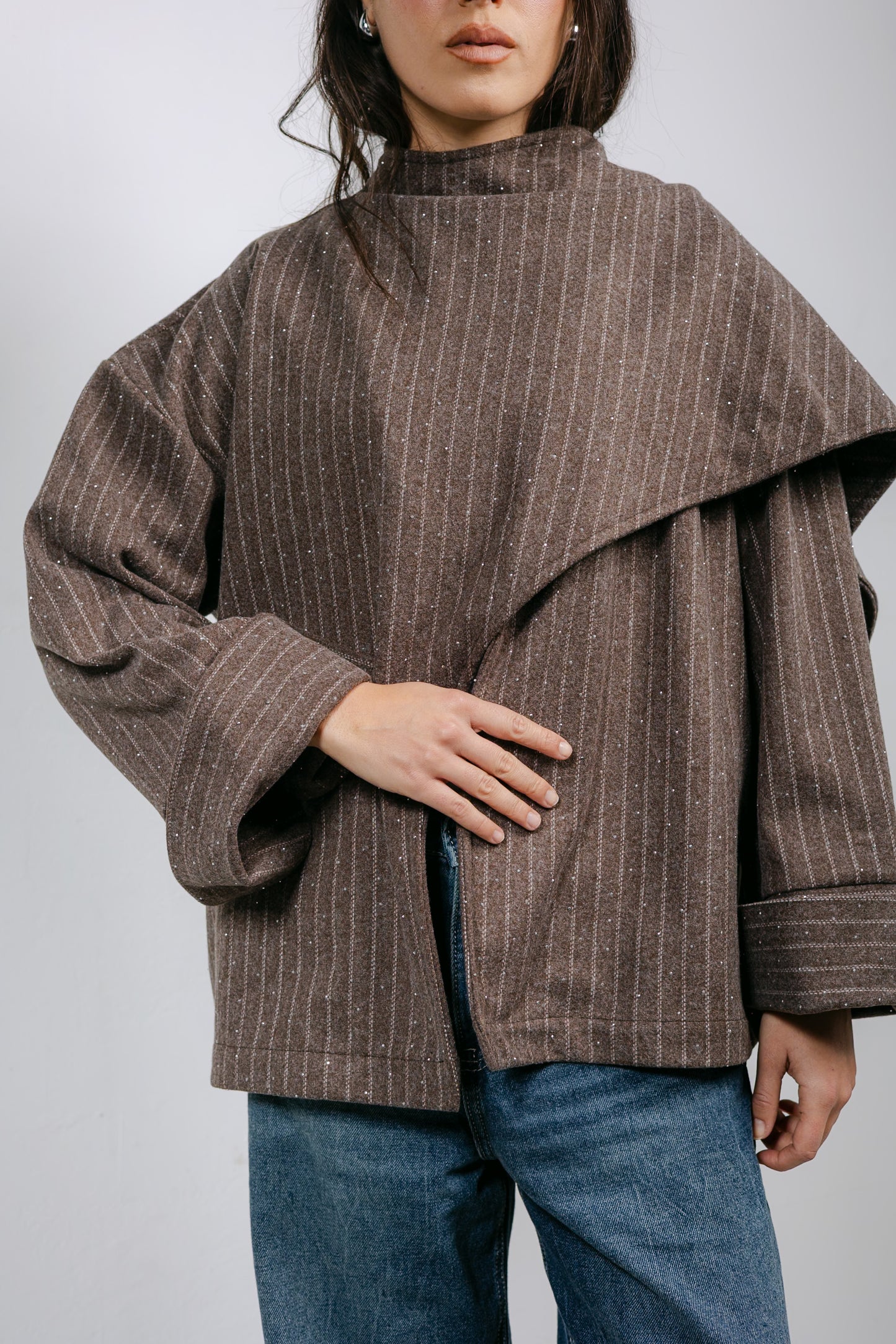 Sapphire Studded Jacket in Brown