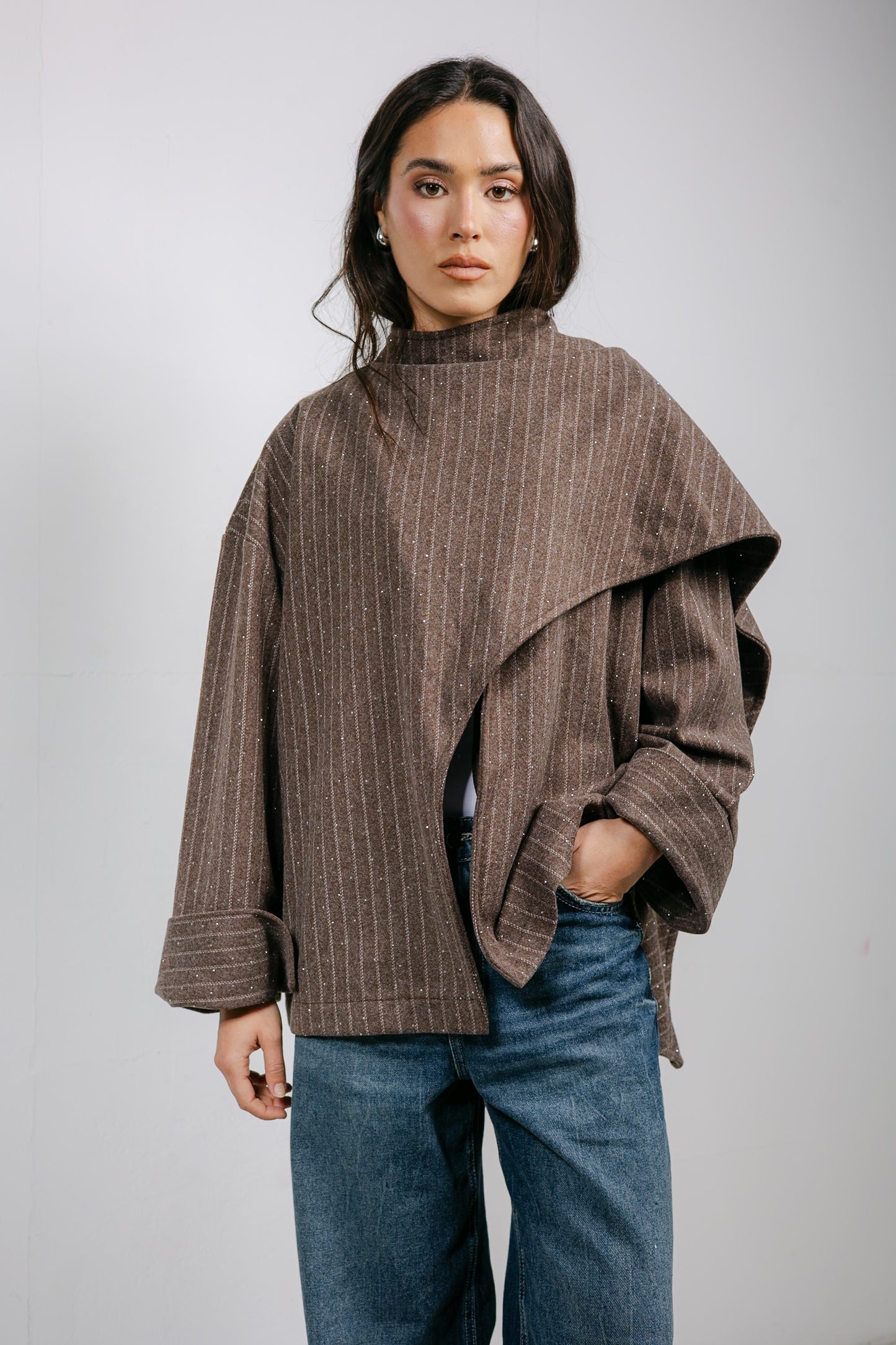 Sapphire Studded Jacket in Brown