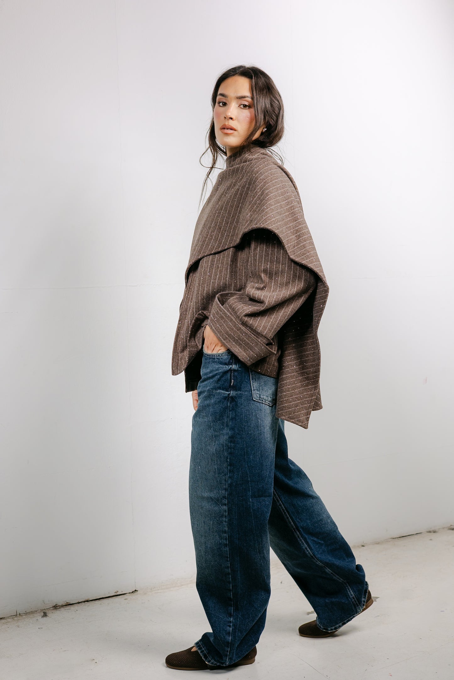 Sapphire Studded Jacket in Brown