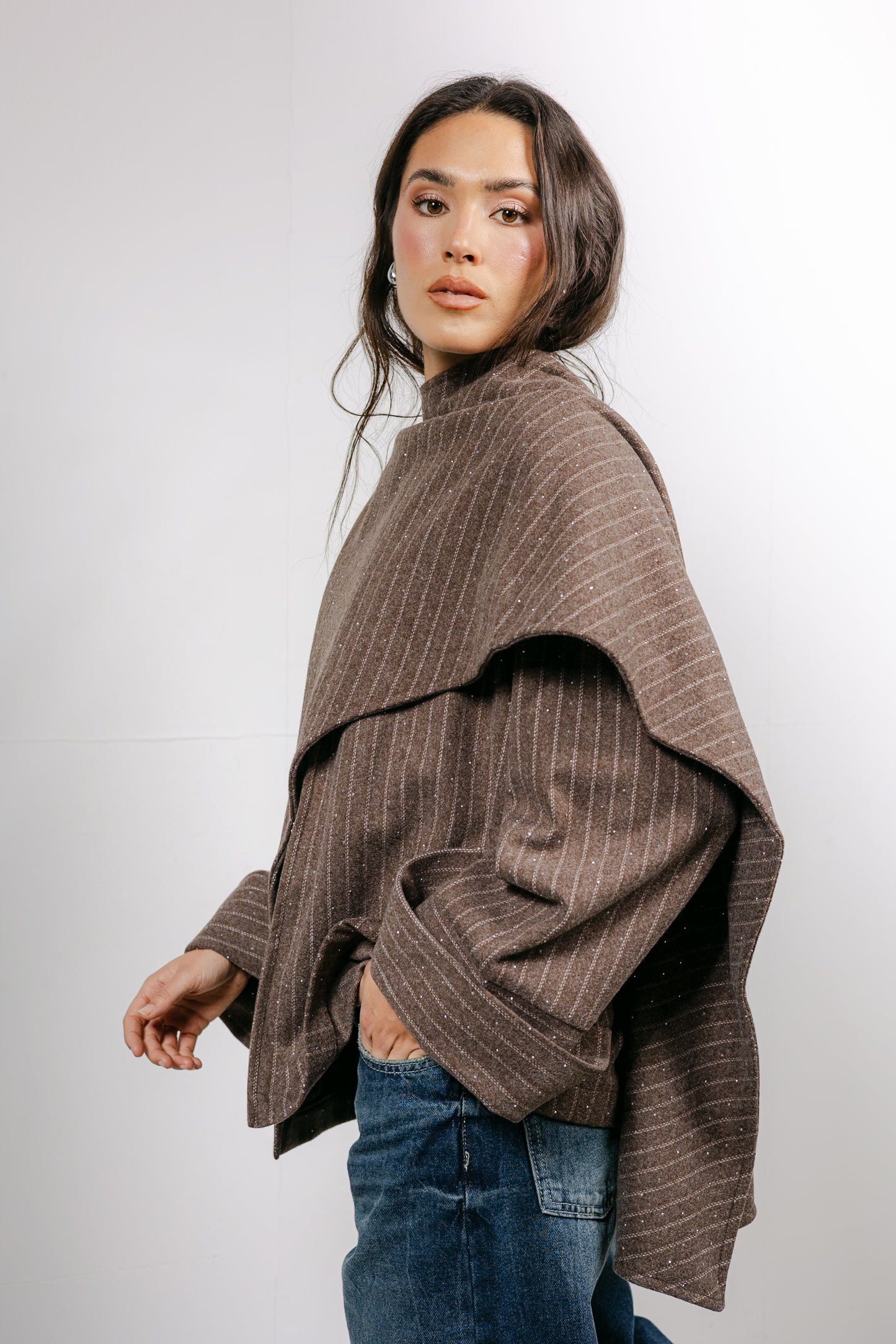 Sapphire Studded Jacket in Brown