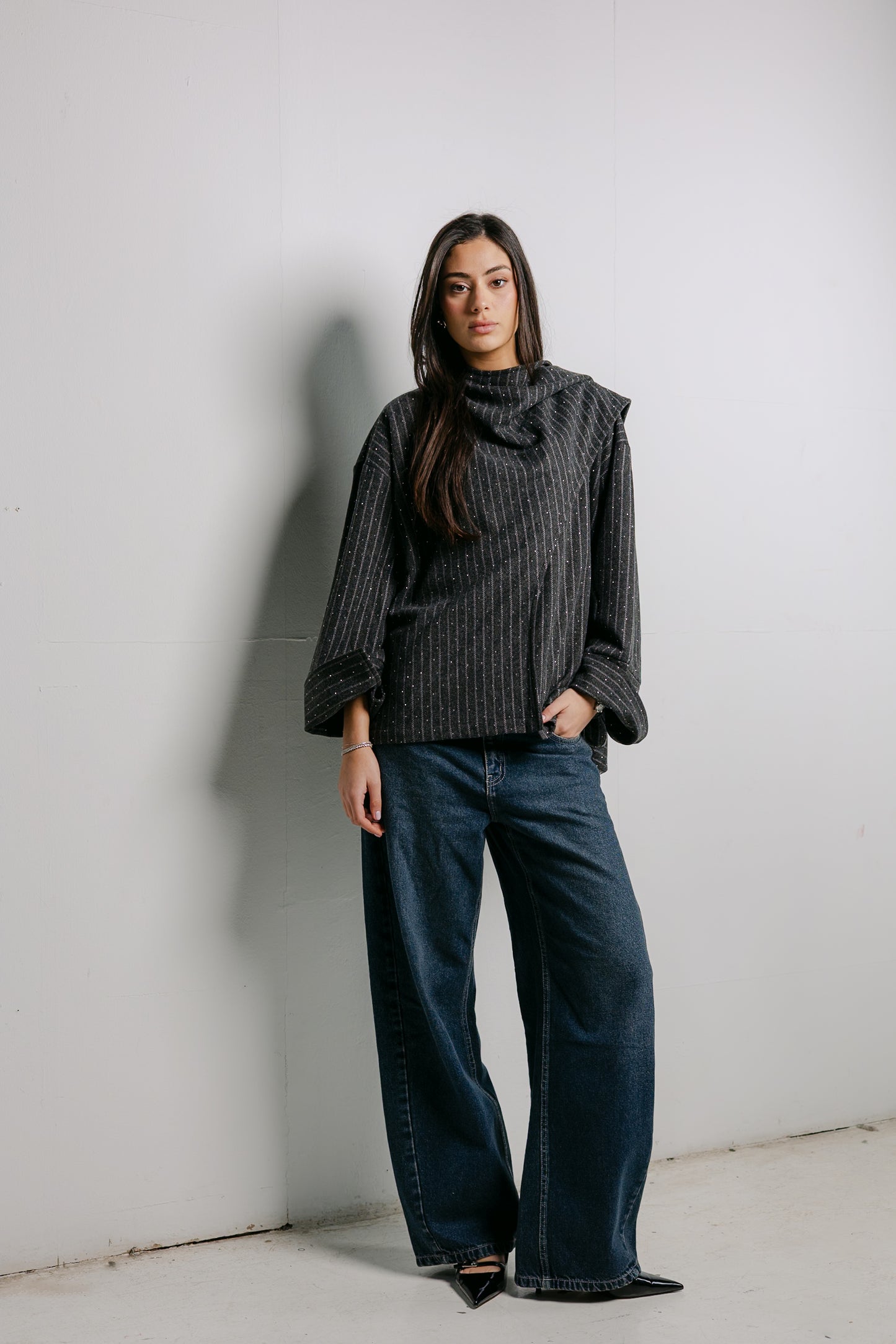 Sapphire Studded Jacket in Dark Grey