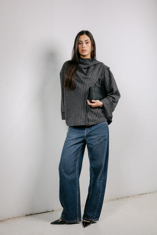 Sapphire Studded Jacket in Dark Grey