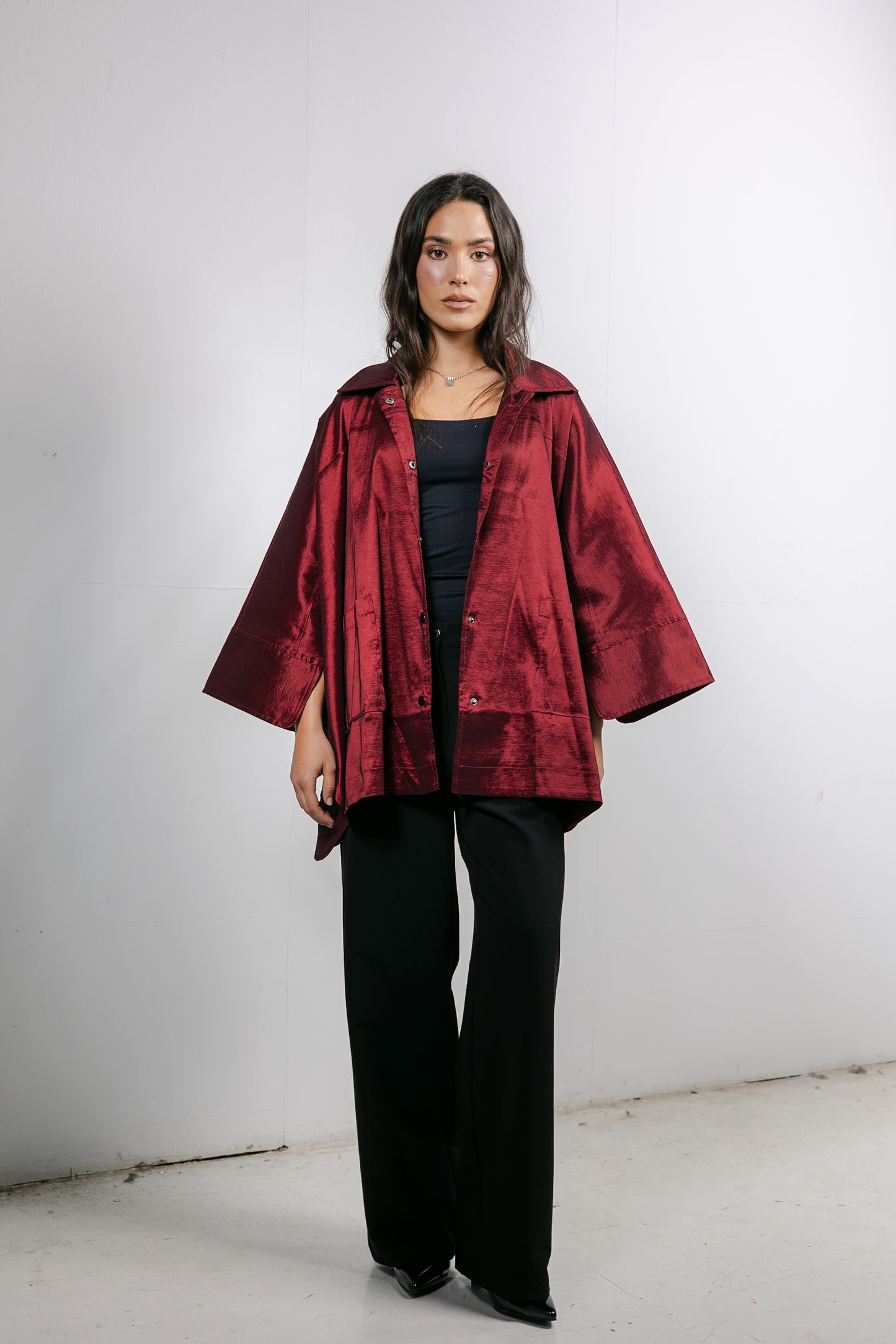 Shine On Cape in Burgundy
