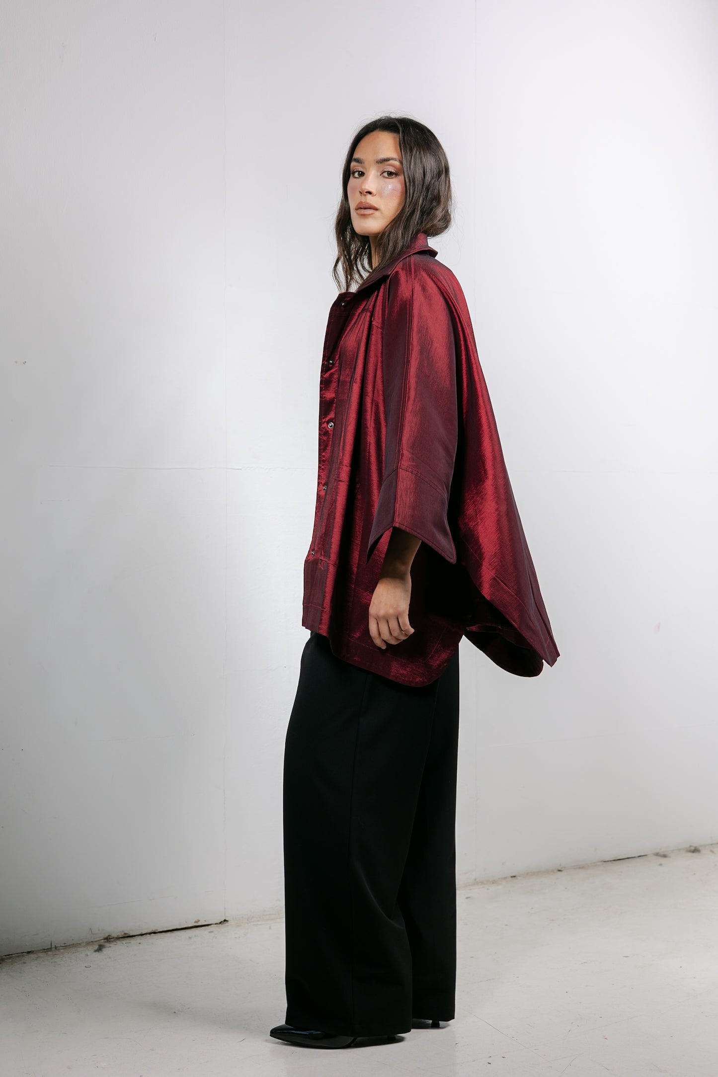 Shine On Cape in Burgundy