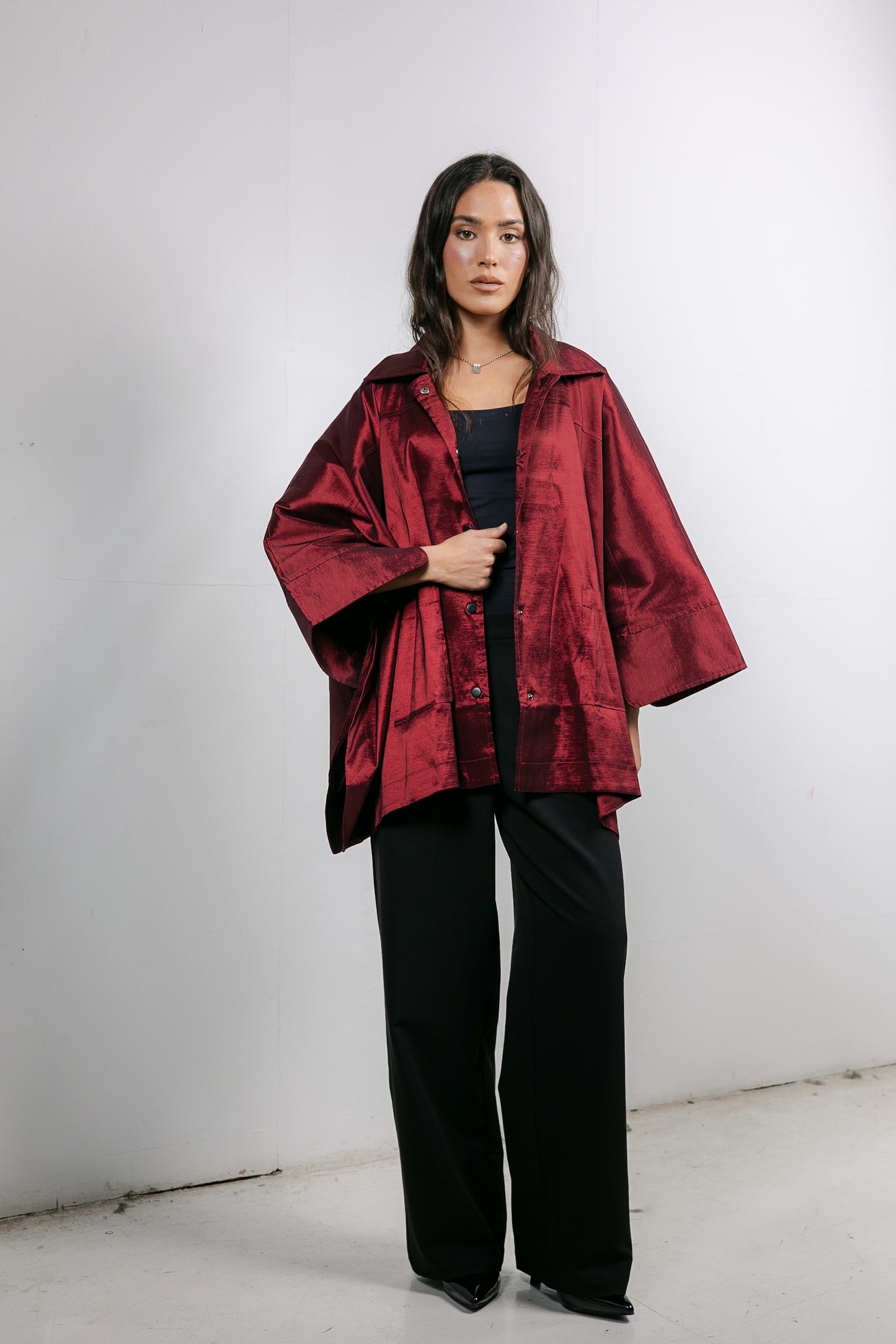 Shine On Cape in Burgundy