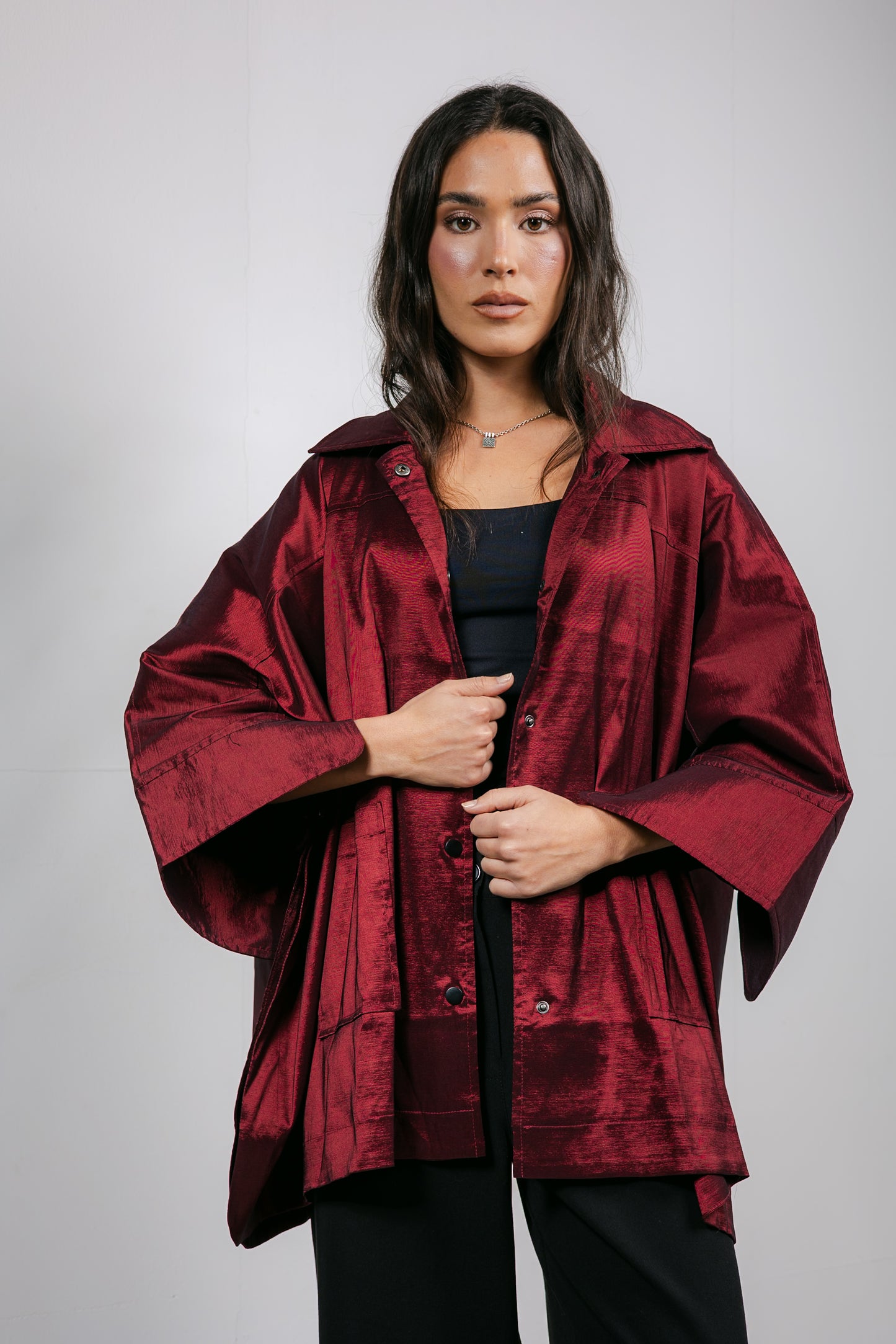 Shine On Cape in Burgundy