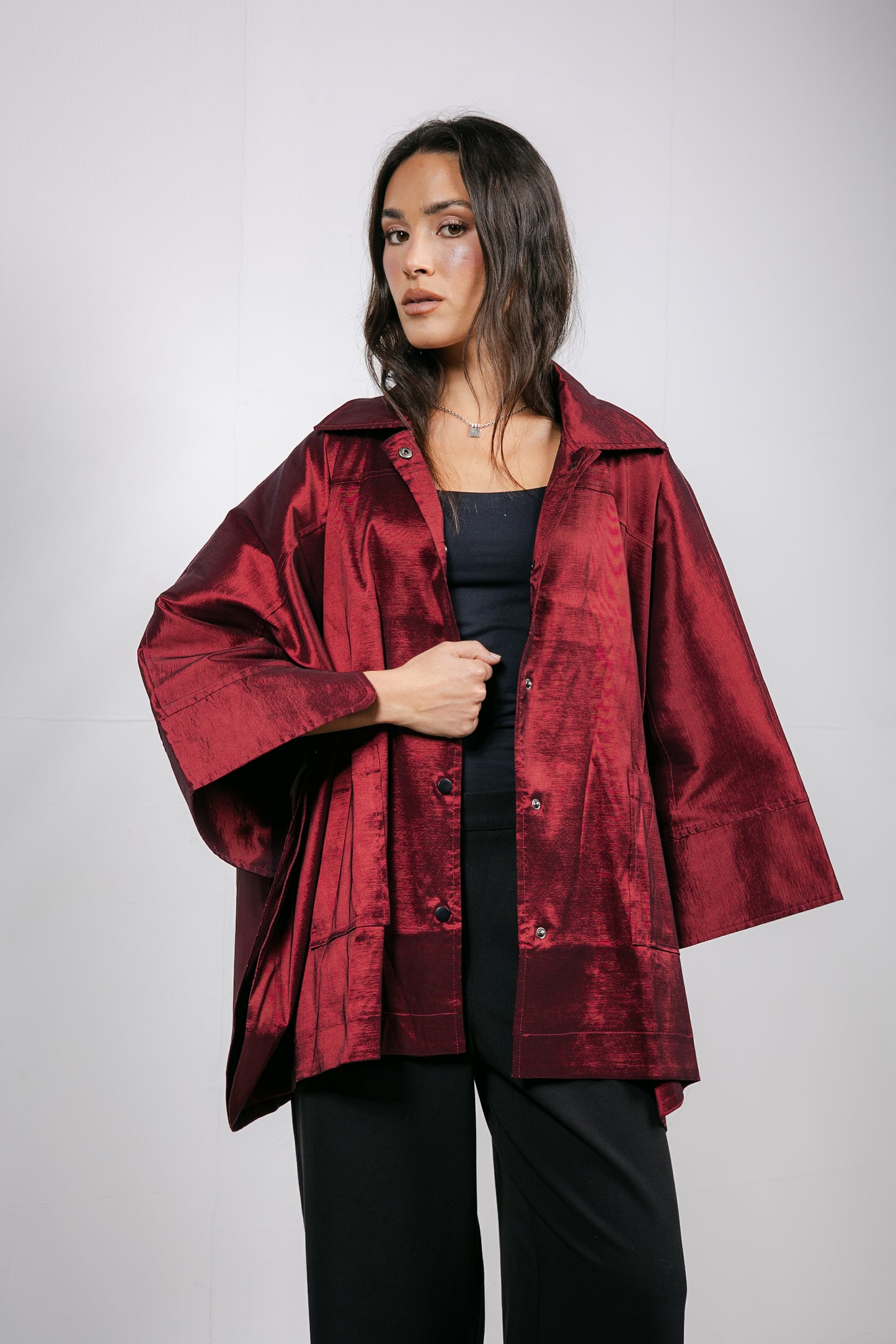 Shine On Cape in Burgundy