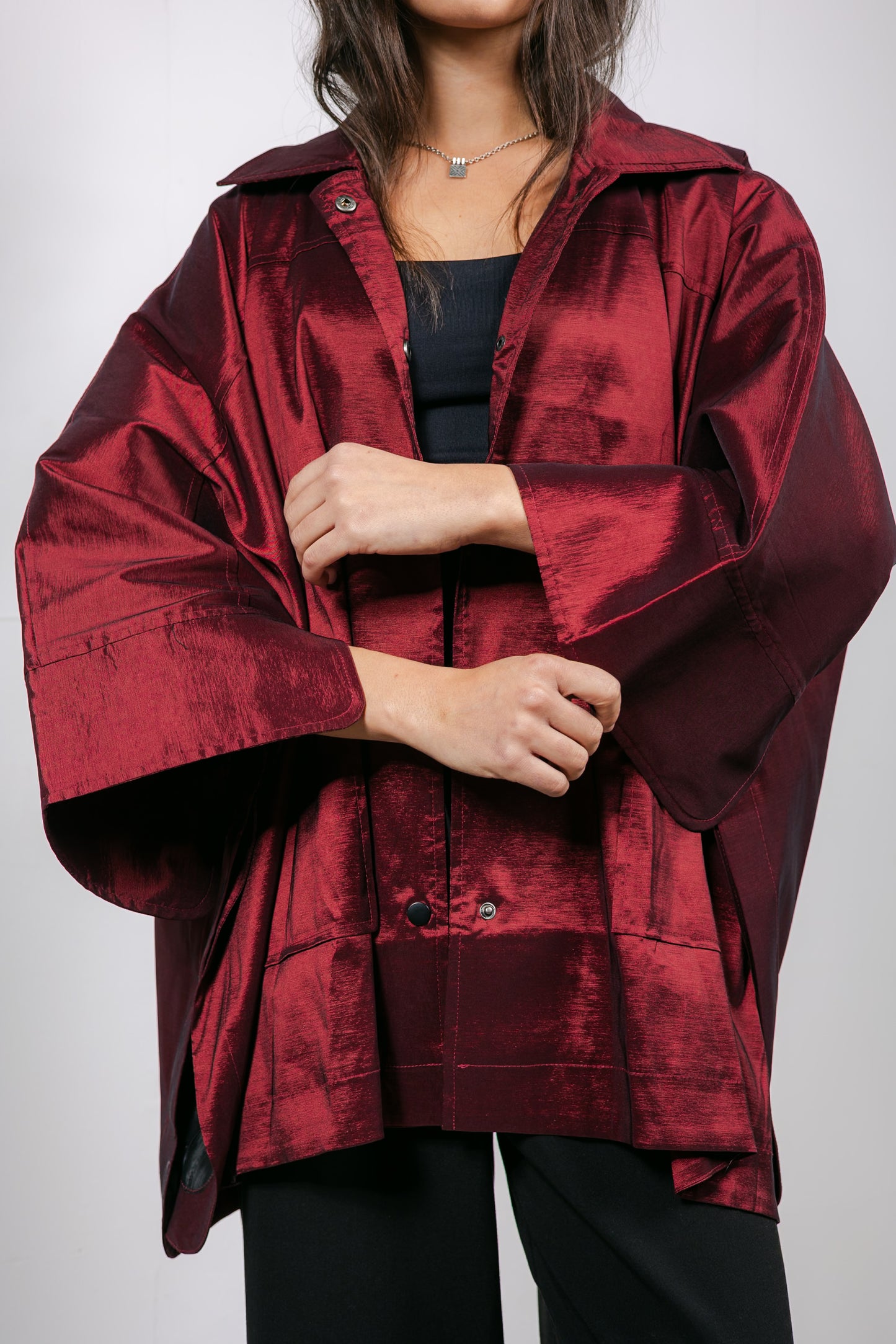 Shine On Cape in Burgundy
