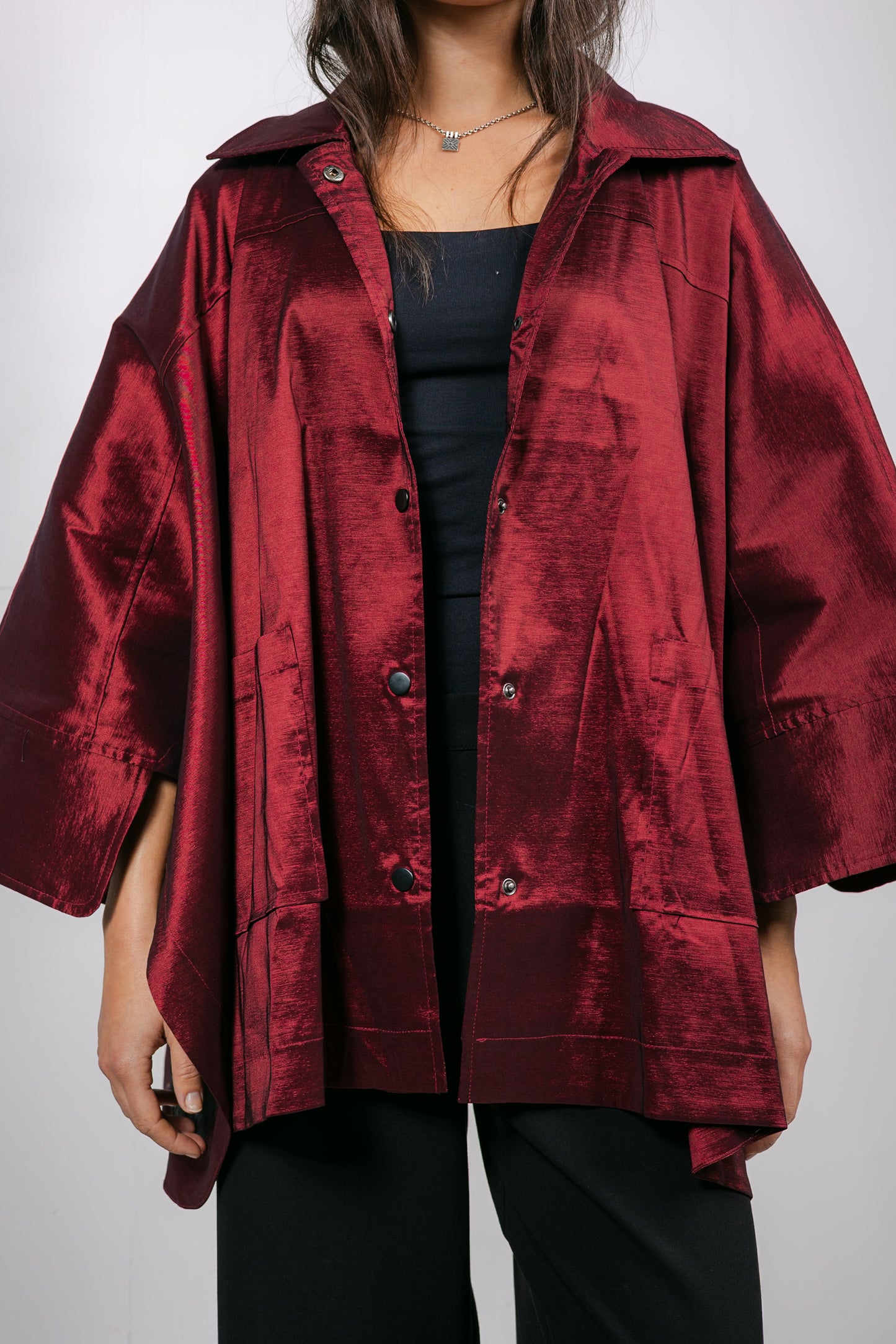 Shine On Cape in Burgundy