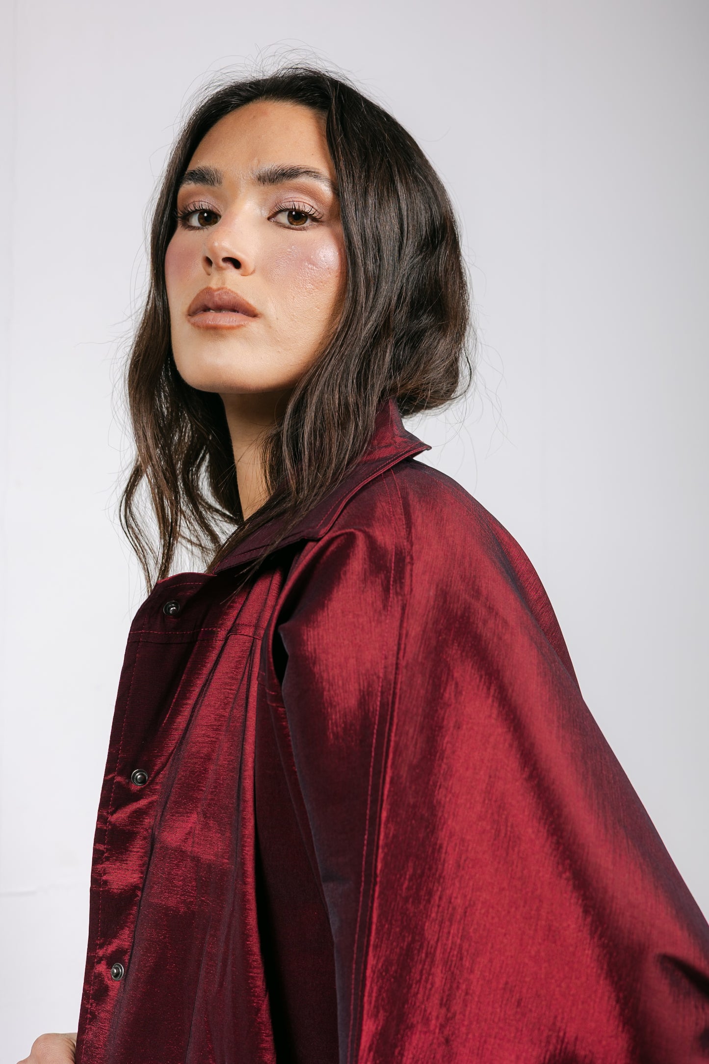Shine On Cape in Burgundy