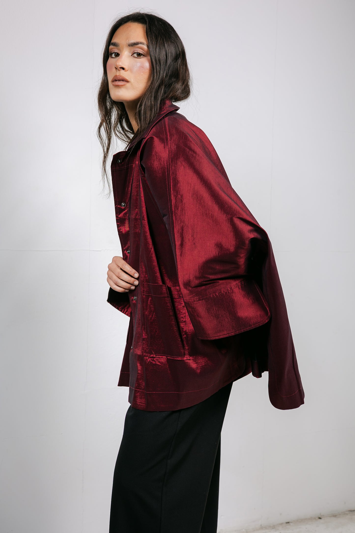 Shine On Cape in Burgundy