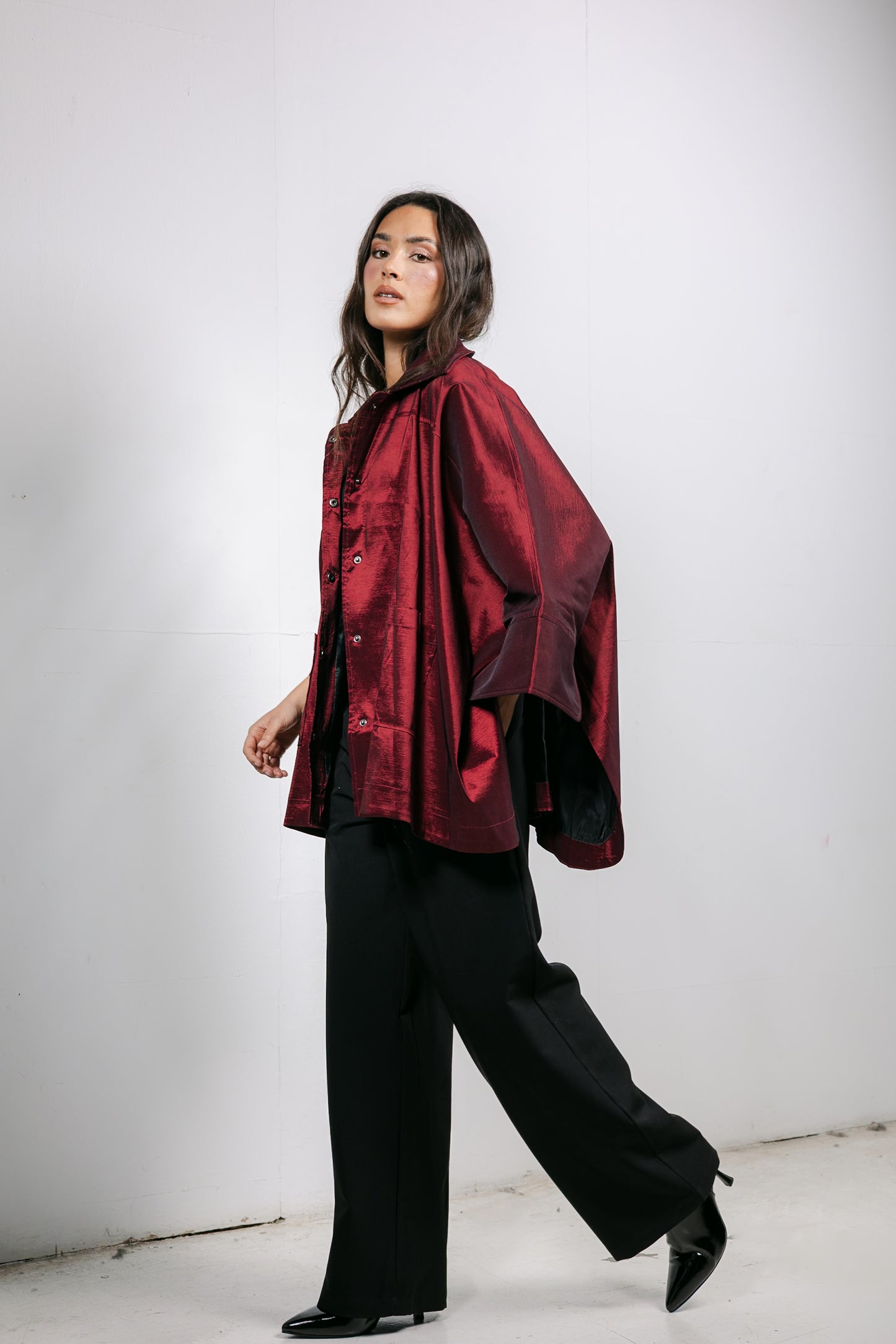 Shine On Cape in Burgundy