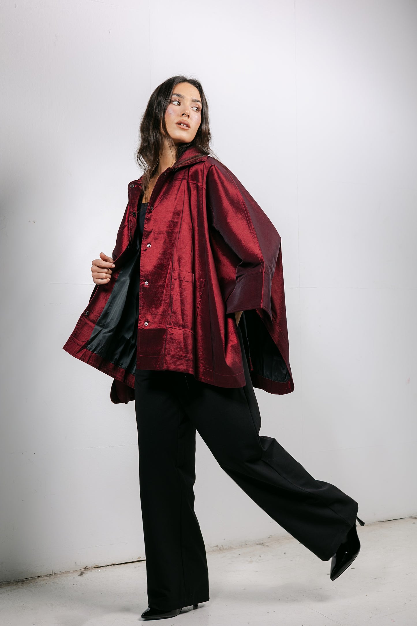 Shine On Cape in Burgundy