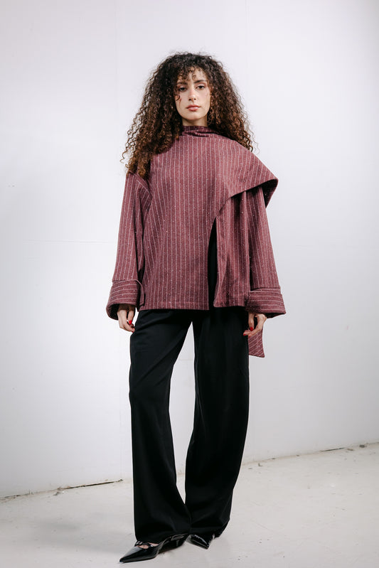 Sapphire Studded Jacket in Burgundy