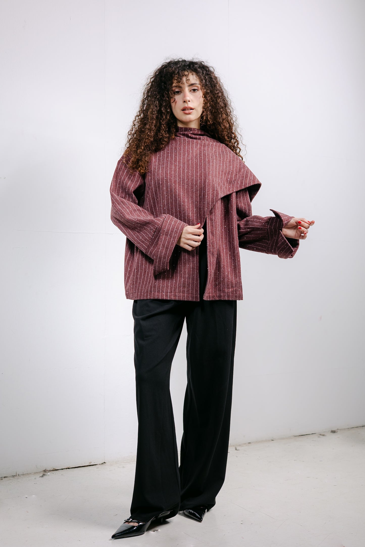 Sapphire Studded Jacket in Burgundy