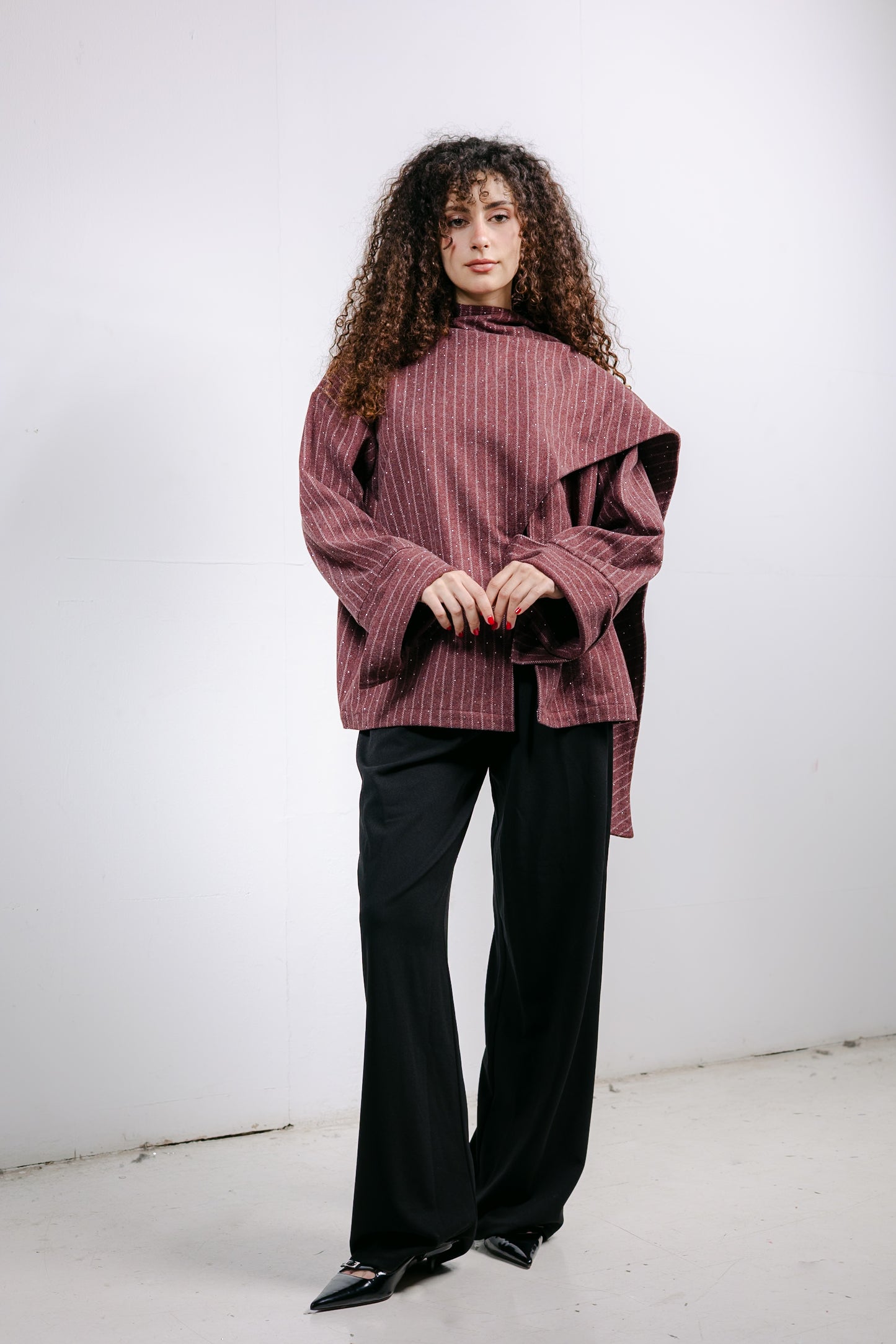 Sapphire Studded Jacket in Burgundy