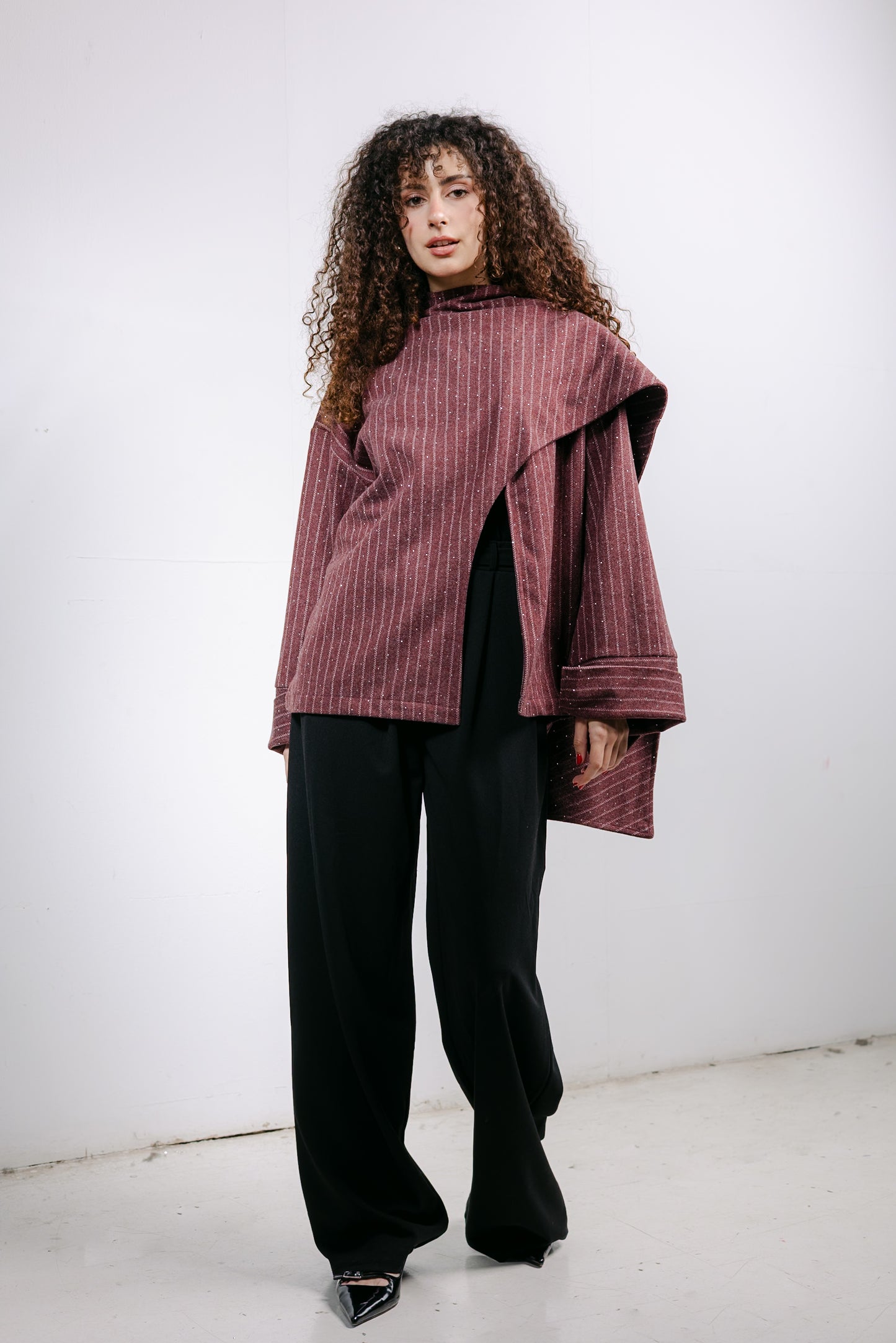 Sapphire Studded Jacket in Burgundy