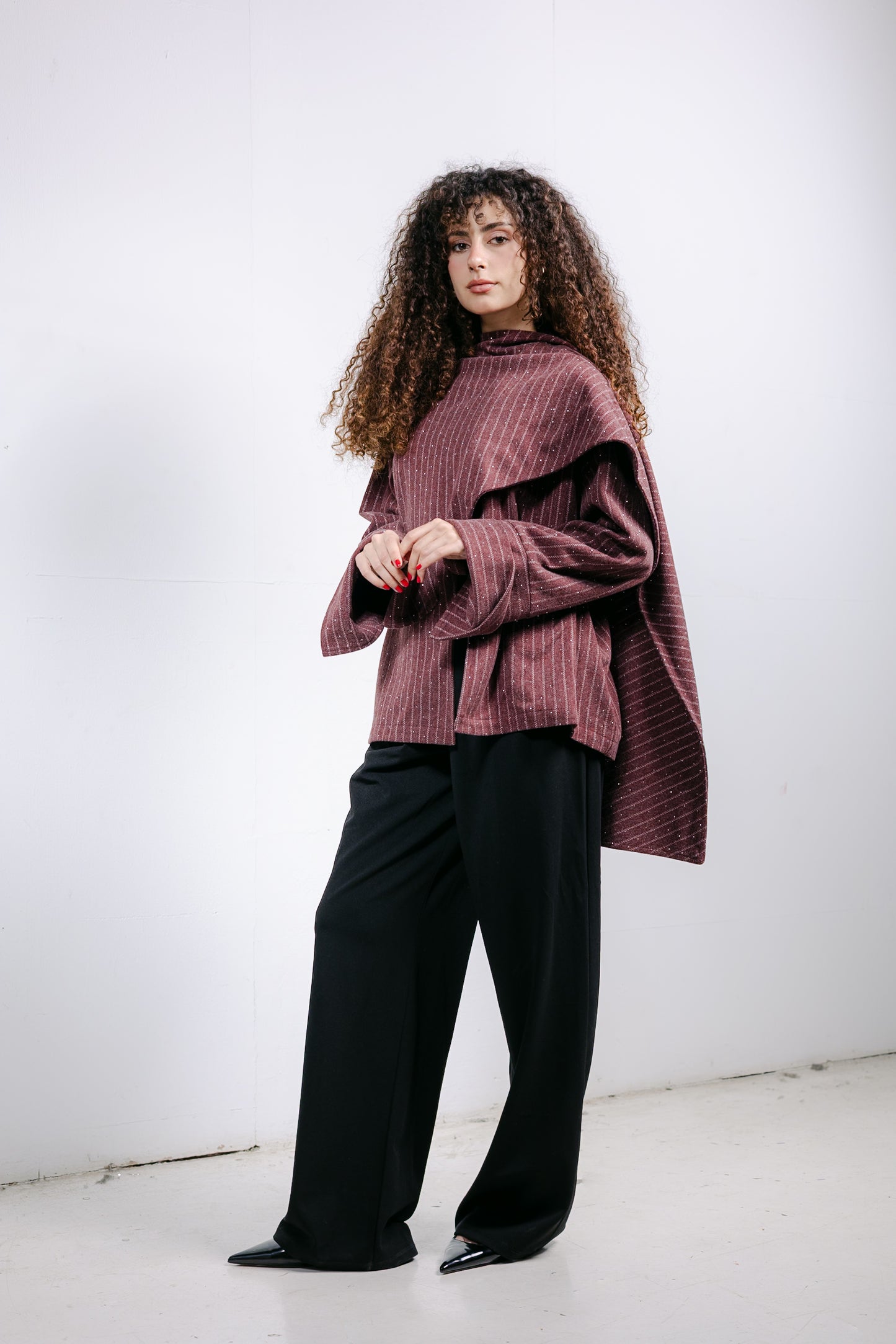 Sapphire Studded Jacket in Burgundy