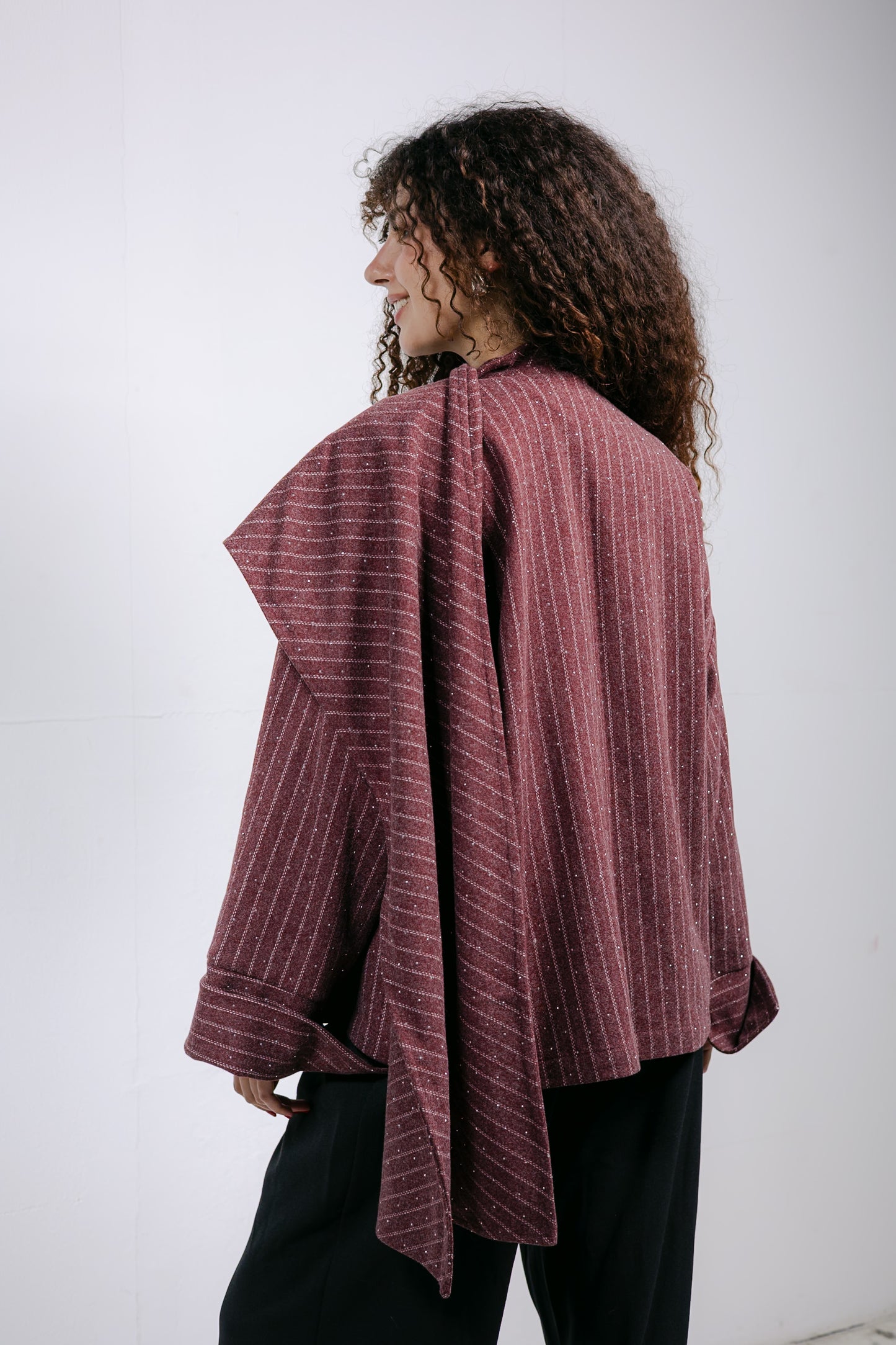 Sapphire Studded Jacket in Burgundy