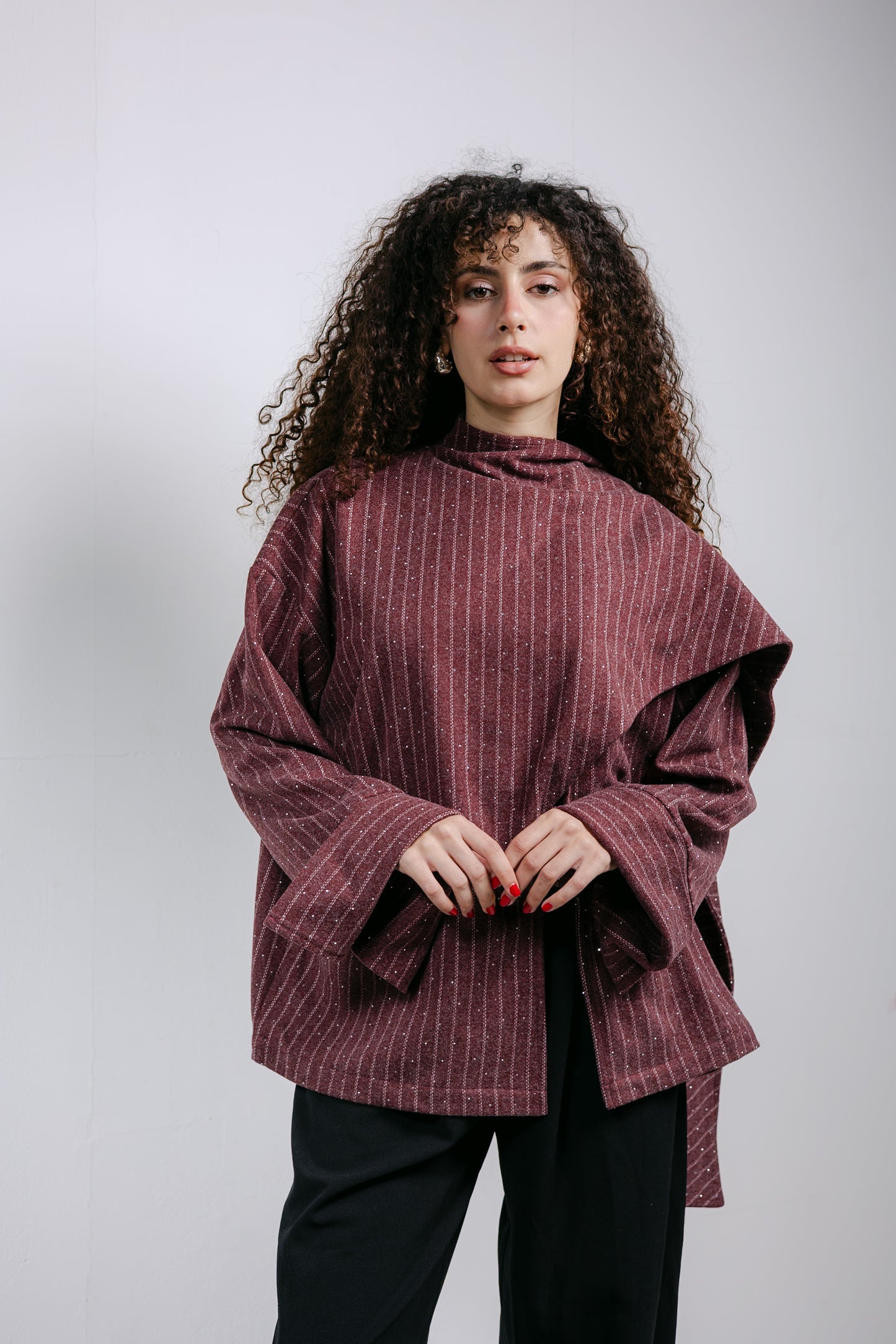 Sapphire Studded Jacket in Burgundy