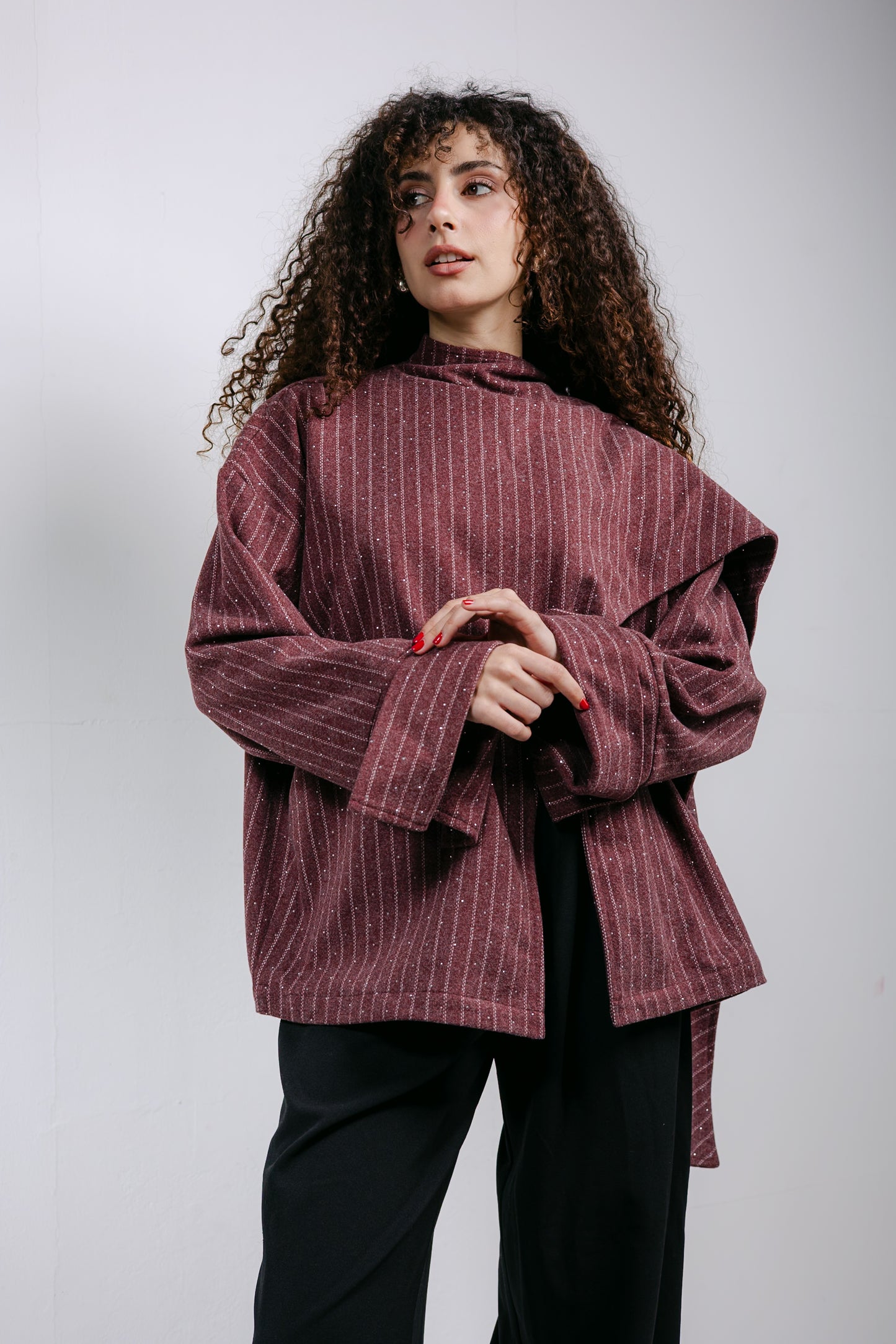 Sapphire Studded Jacket in Burgundy