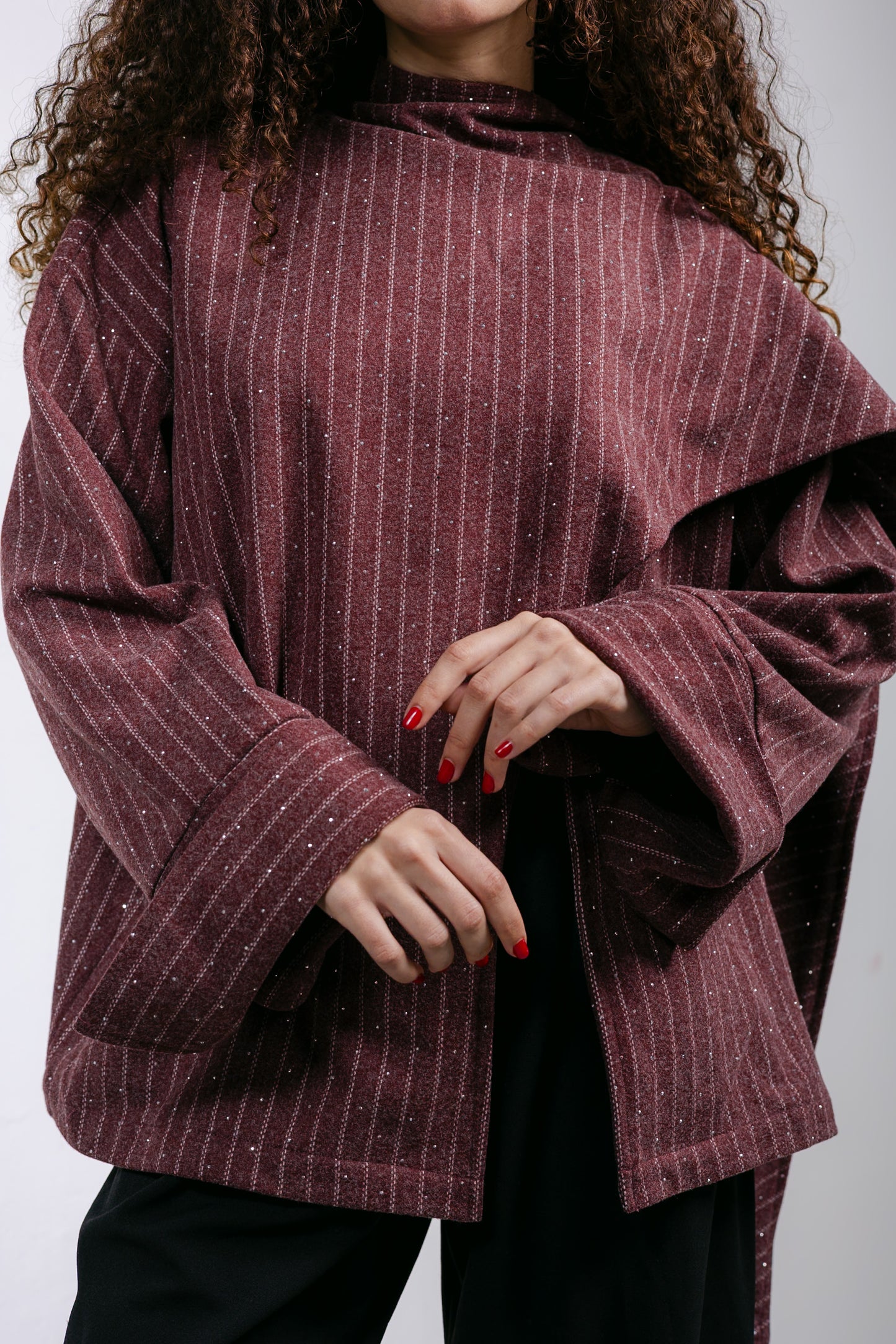 Sapphire Studded Jacket in Burgundy