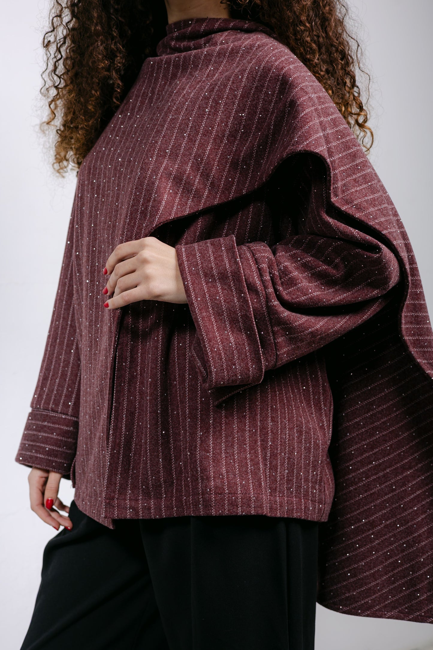 Sapphire Studded Jacket in Burgundy